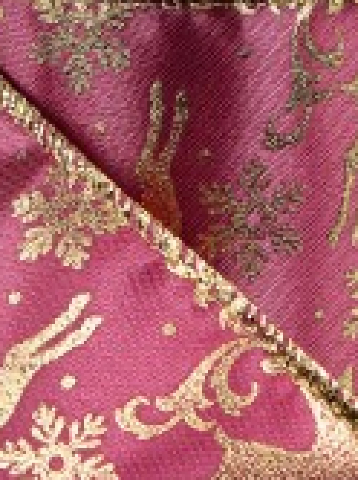 Christmas Warehouse Gold Reindeer Pattern On Burgundy Christmas Ribbon With Gold Edging - 3M> Christmas Ribbon