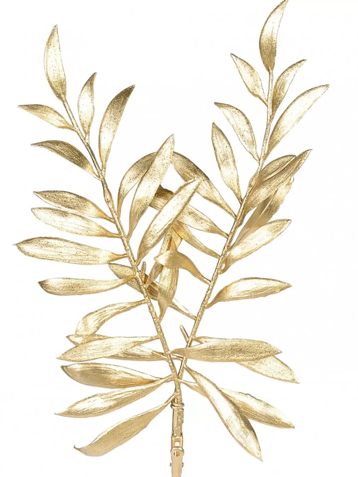 Christmas Warehouse Gold Thin Leaf Christmas Bush Two Branch Decorative Spray Pick - 26Cm> Christmas Picks