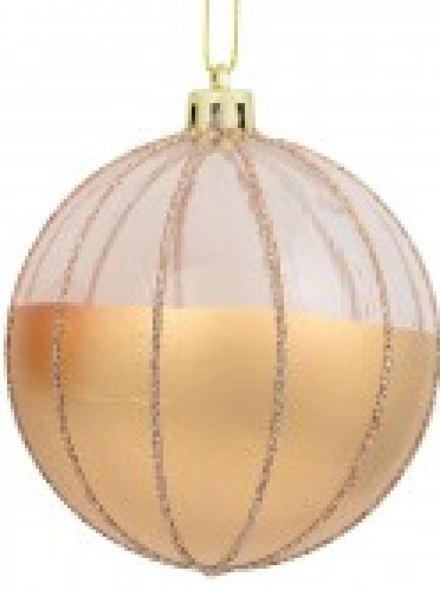 Christmas Warehouse Gold With Rose Gold Or Clear & Gold Glitter Lines Christmas Baubles - 4 X 80Mm> Bauble Packs
