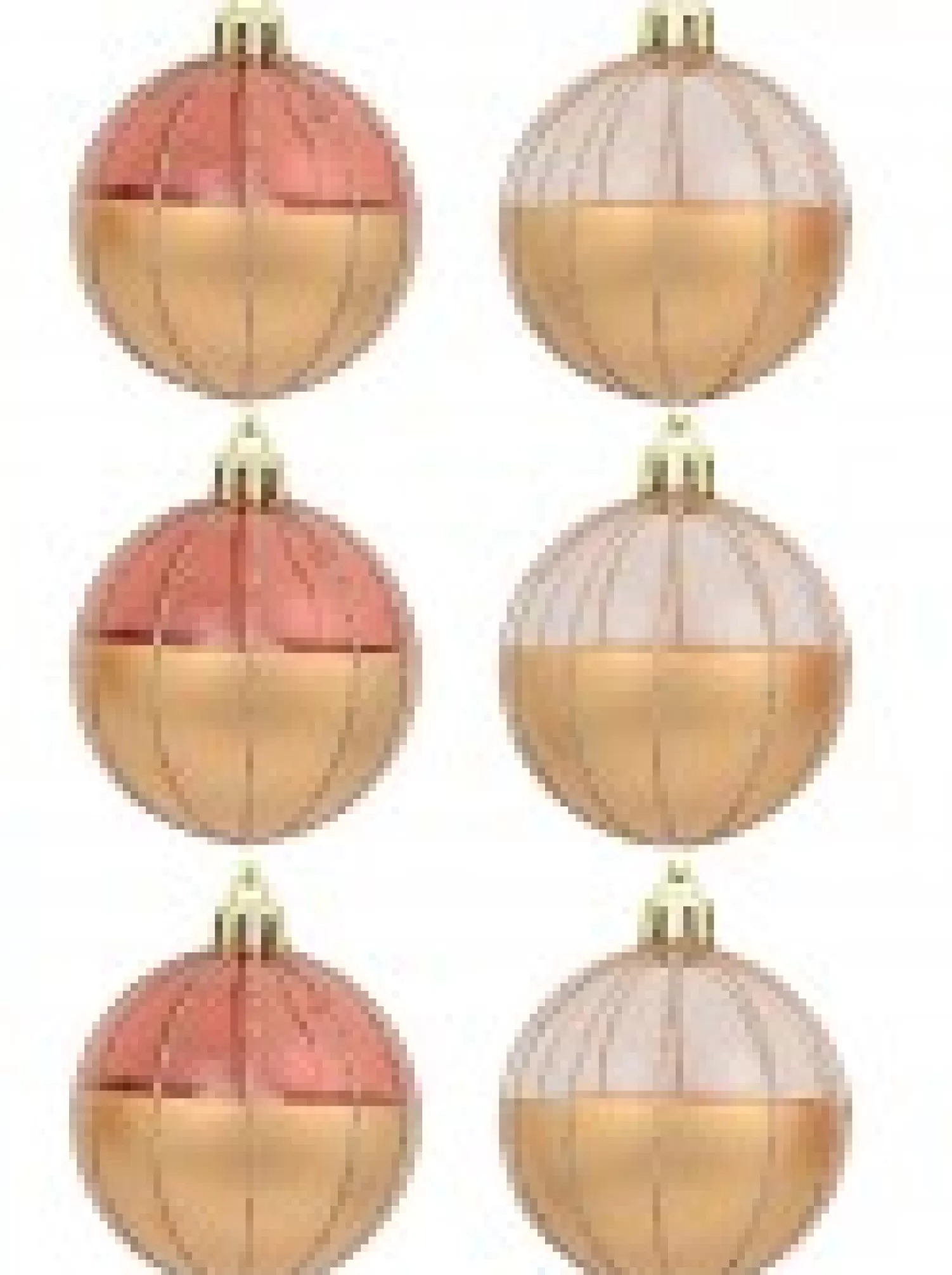 Christmas Warehouse Gold With Rose Gold Or Clear & Gold Glitter Lines Christmas Baubles - 6 X 60Mm> Bauble Packs