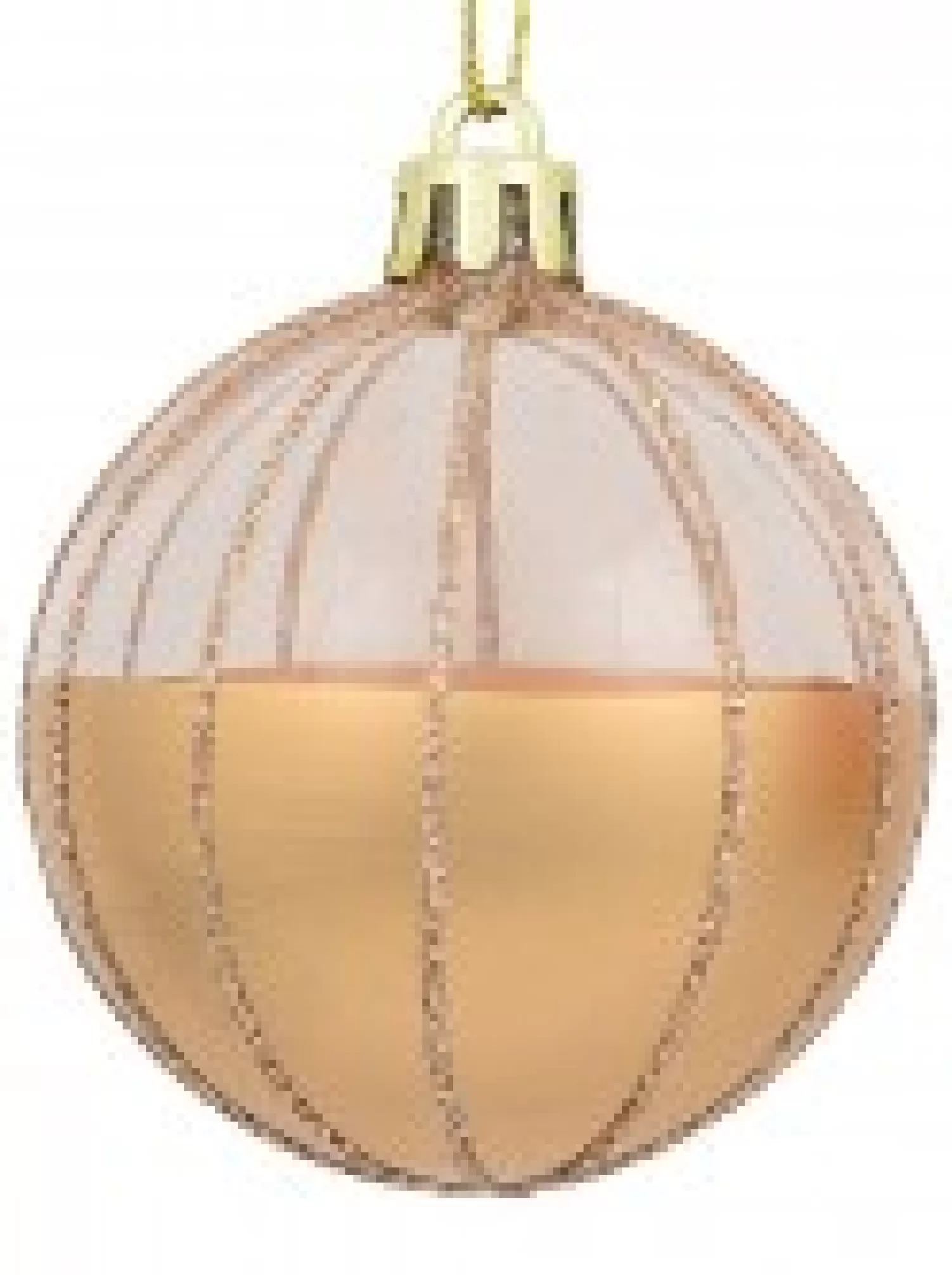 Christmas Warehouse Gold With Rose Gold Or Clear & Gold Glitter Lines Christmas Baubles - 6 X 60Mm> Bauble Packs
