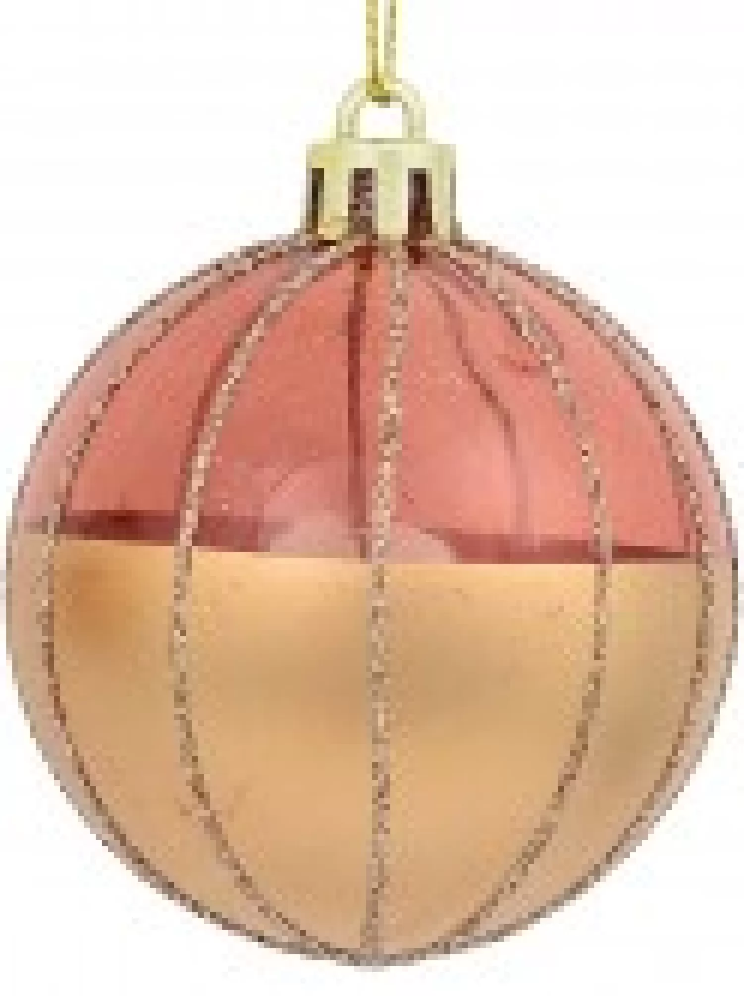 Christmas Warehouse Gold With Rose Gold Or Clear & Gold Glitter Lines Christmas Baubles - 6 X 60Mm> Bauble Packs