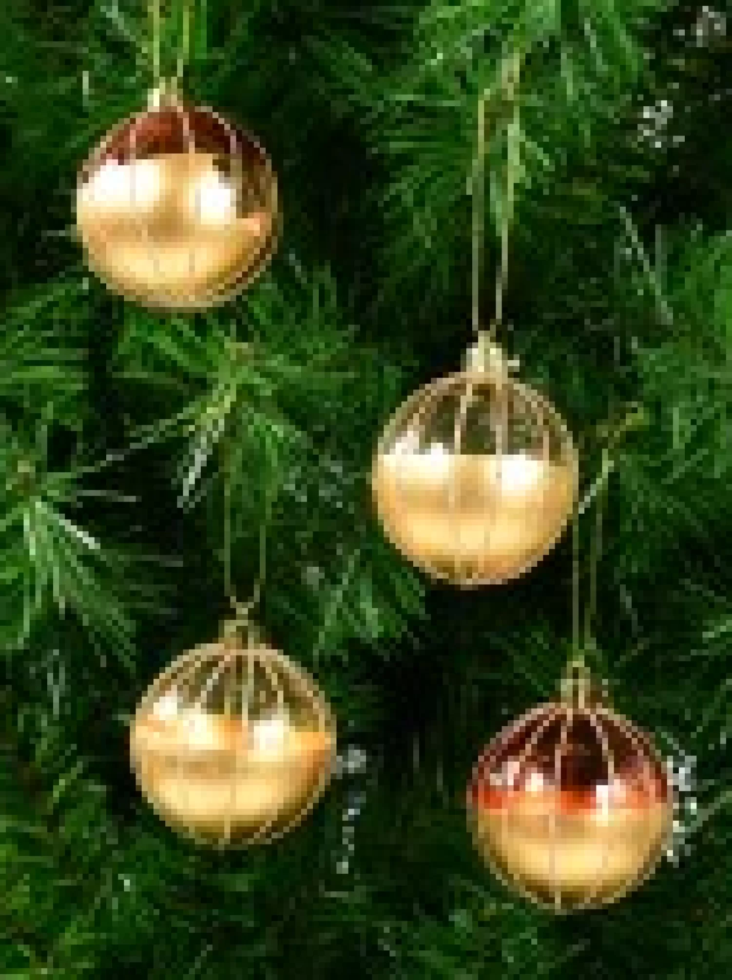 Christmas Warehouse Gold With Rose Gold Or Clear & Gold Glitter Lines Christmas Baubles - 6 X 60Mm> Bauble Packs