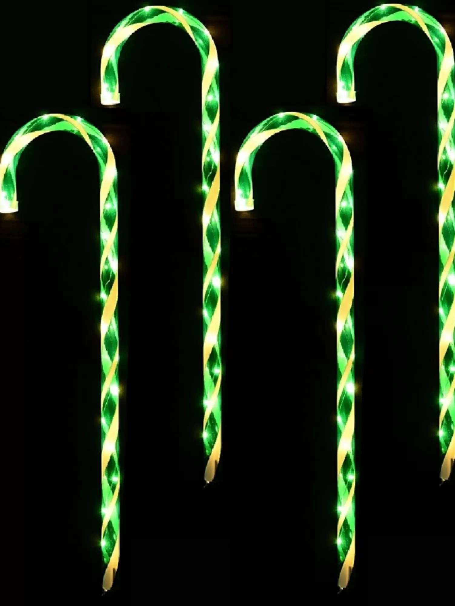 Christmas Warehouse Green & White Candy Cane Garden Christmas Path Light Set - 4 X 80Cm> Path Lights