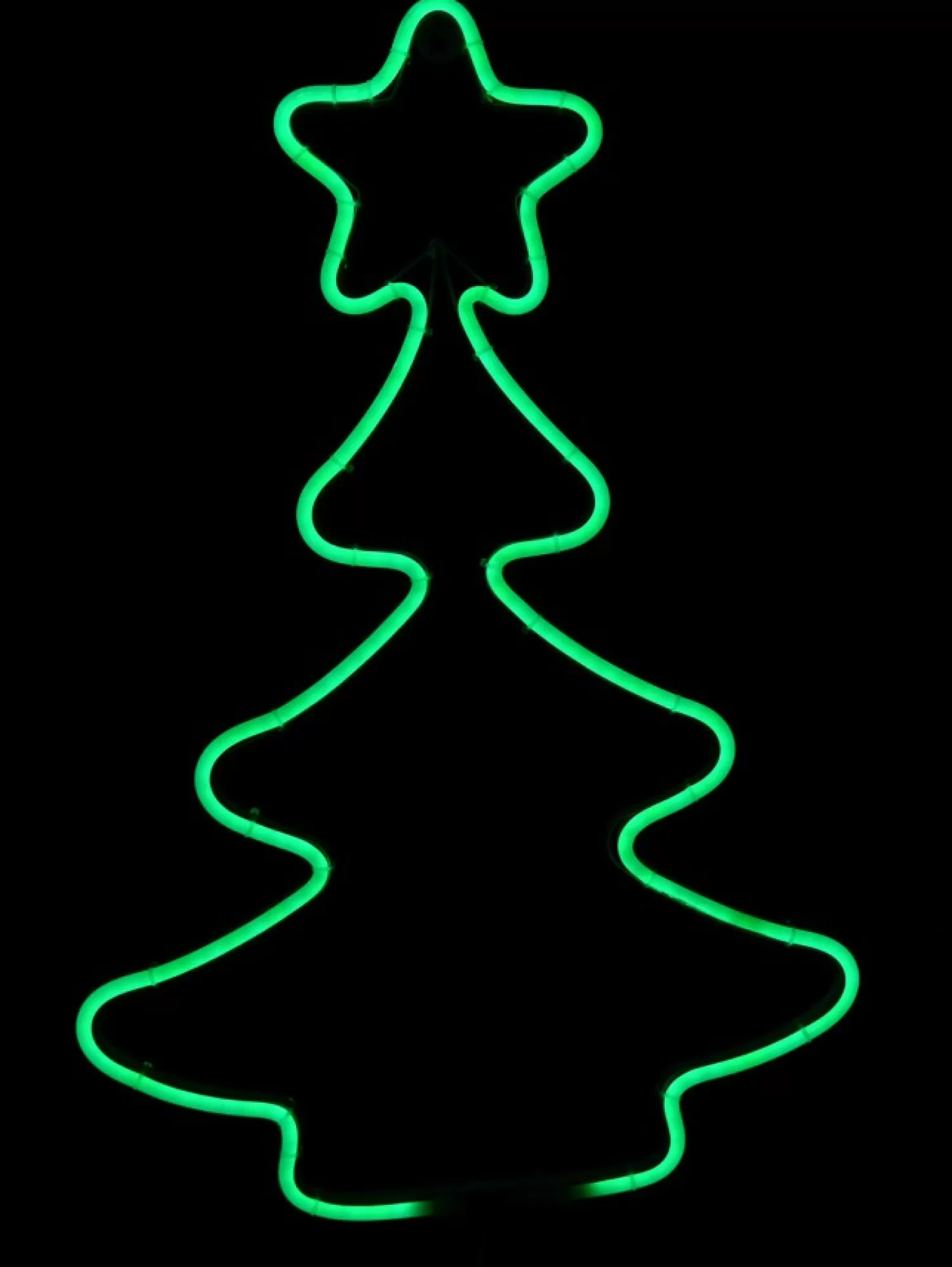 Christmas Warehouse Green Christmas Tree & Star Neon Flex Rope Light Silhouette - 60Cm> Christmas Light Displays