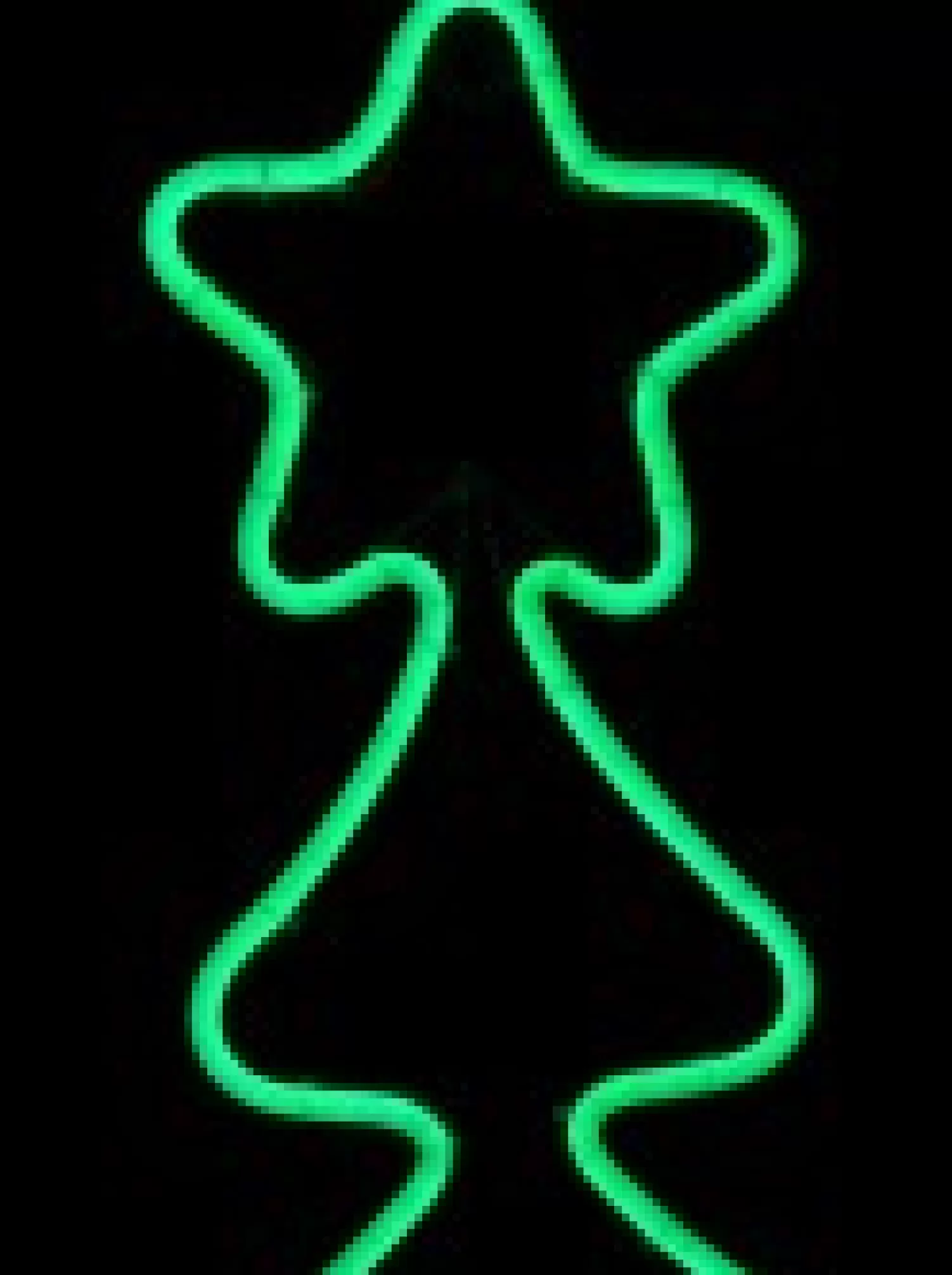 Christmas Warehouse Green Christmas Tree & Star Neon Flex Rope Light Silhouette - 60Cm> Christmas Light Displays