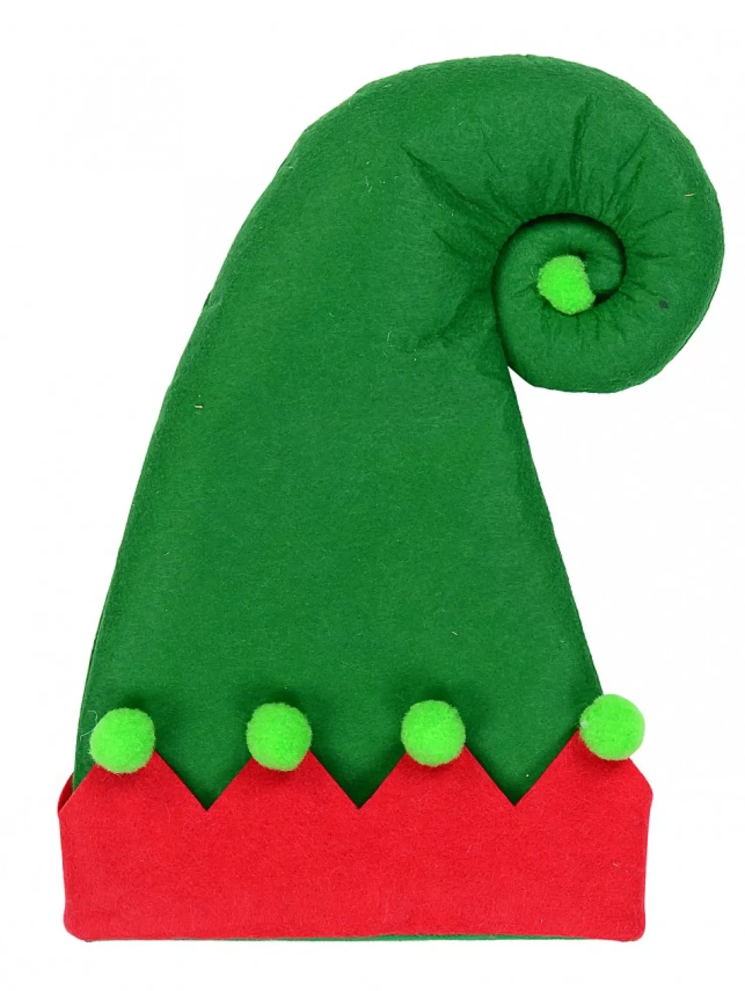 Christmas Warehouse Green Curl Top Felt Traditional Christmas Elf Hat - One Size Fits Most> General Headwear
