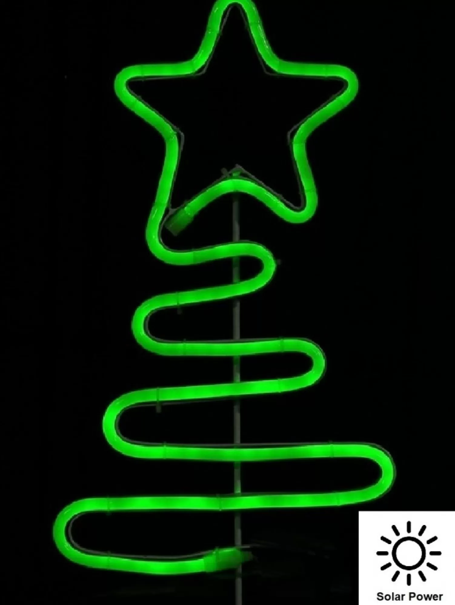Christmas Warehouse Green Neon Flex Wavey Christmas Tree Solar Powered Path Light - 38Cm> Path Lights