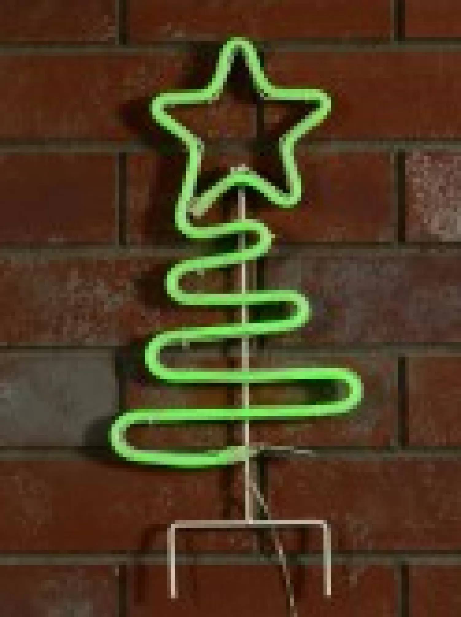 Christmas Warehouse Green Neon Flex Wavey Christmas Tree Solar Powered Path Light - 38Cm> Path Lights