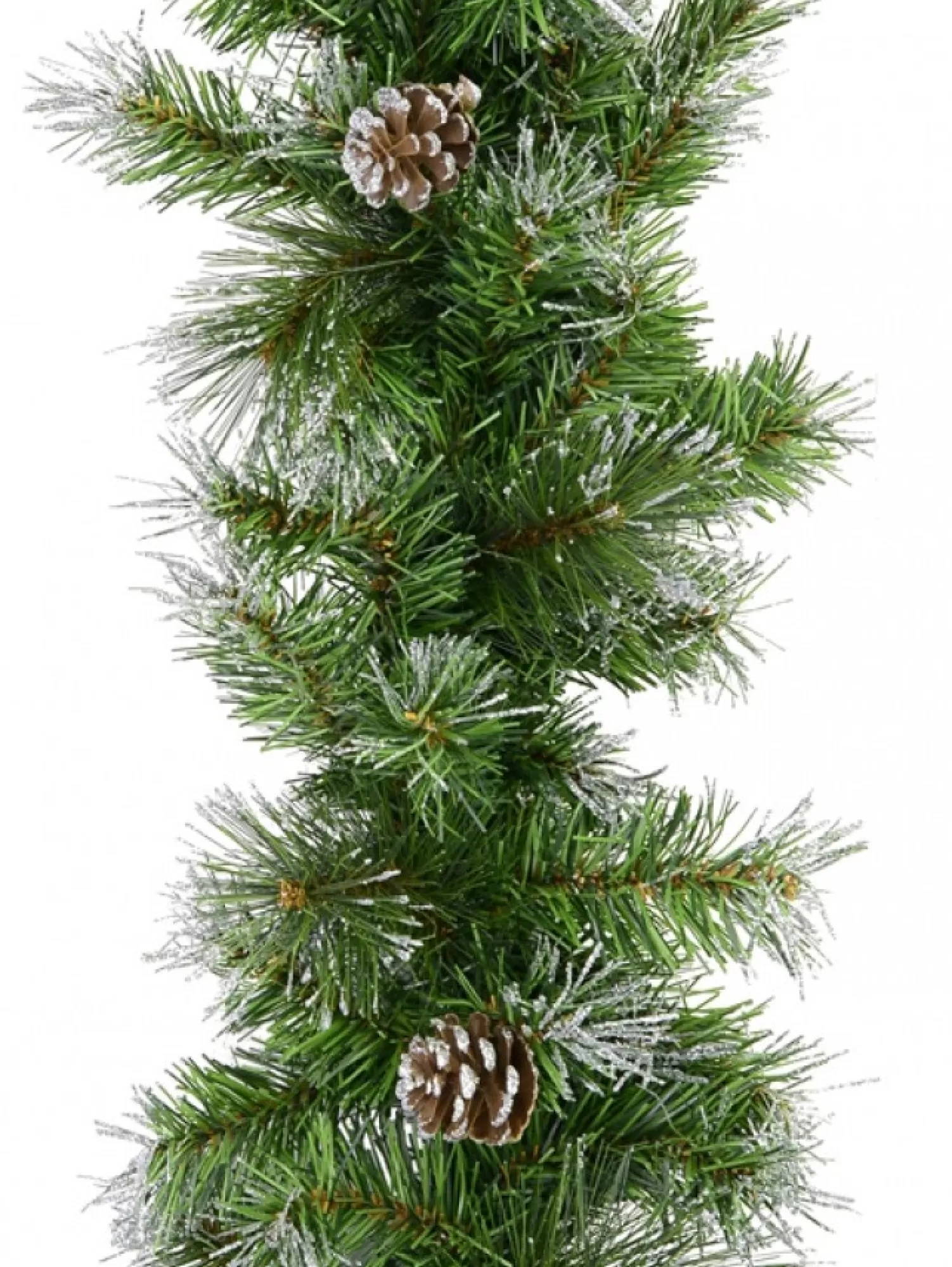 Christmas Warehouse Green Pine Needle Garland With Pine Cones & 180 Silver Glitter Tips - 2.7M> Christmas Garlands