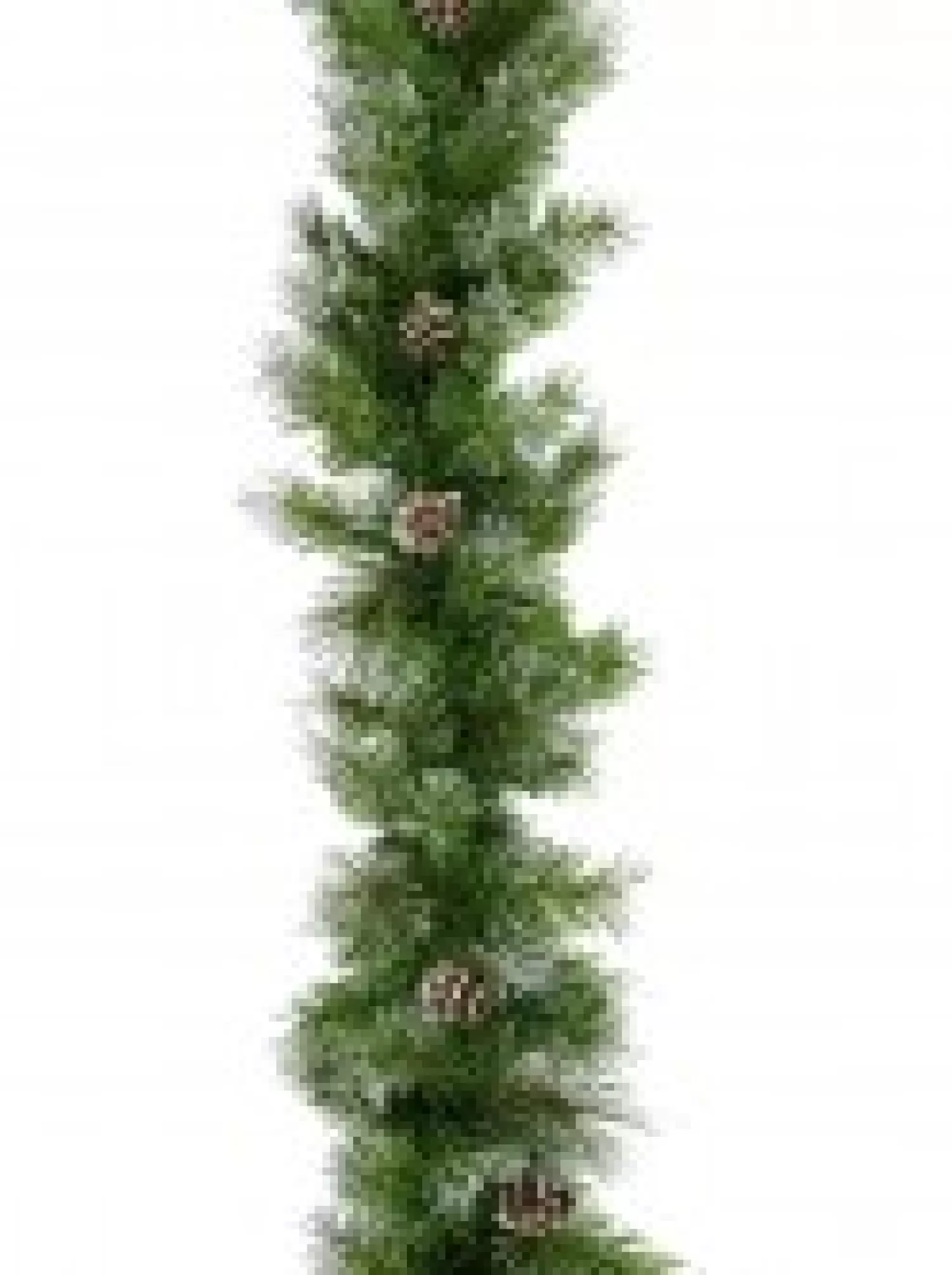 Christmas Warehouse Green Pine Needle Garland With Pine Cones & 180 Silver Glitter Tips - 2.7M> Christmas Garlands