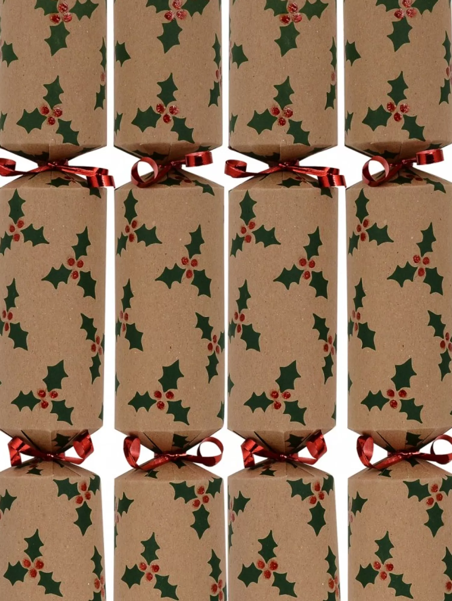Christmas Warehouse Holly Leaf & Berries On Kraft Paper Christmas Cracker Bon Bons - 50 X 30Cm> Christmas Cracker Bon Bon Catering Packs (50 Per Pack)