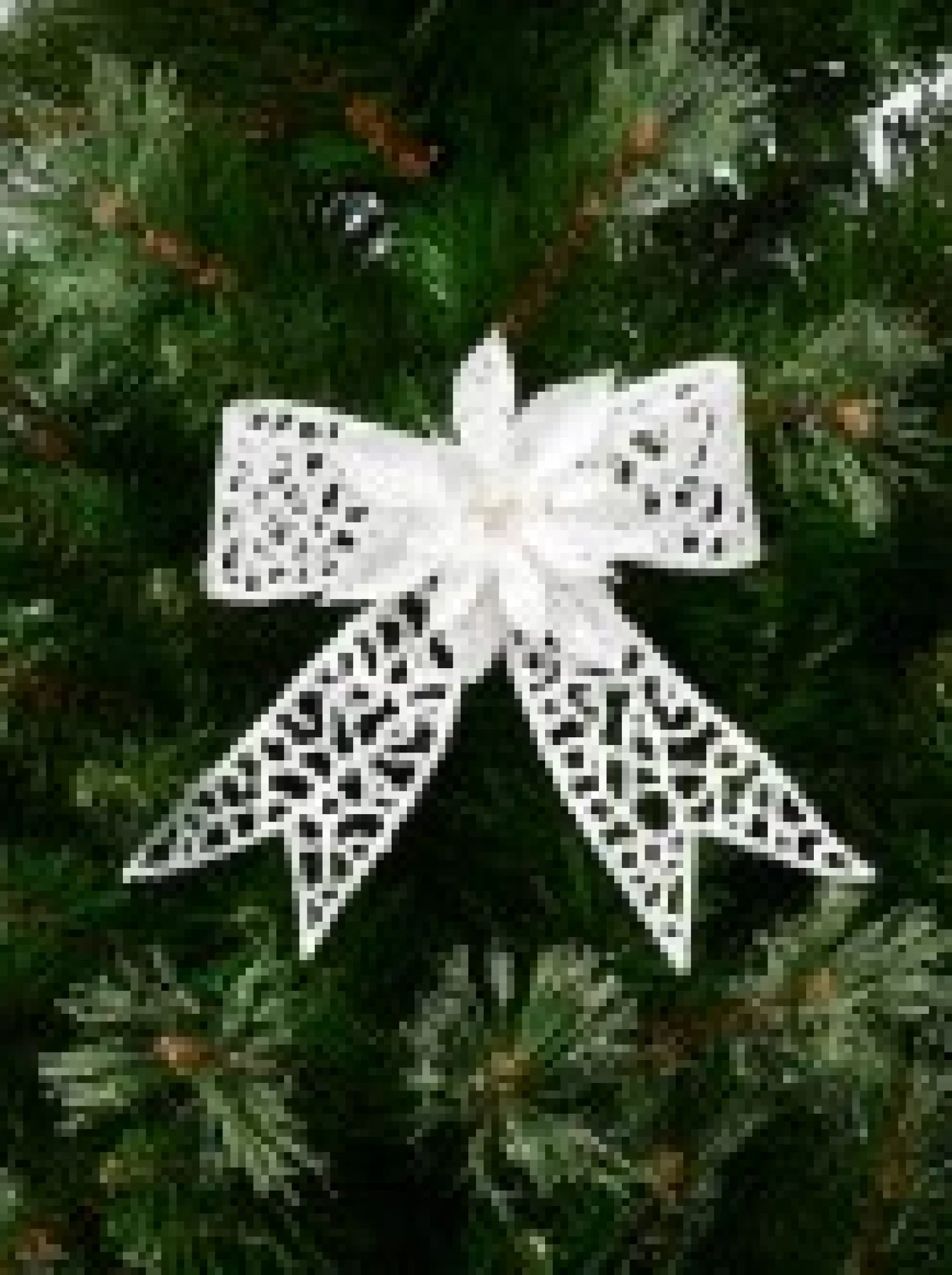 Christmas Warehouse Iridescent Mesh Look Ribbon Bow & Poinsettia Christmas Decoration - 15Cm> Christmas Bows