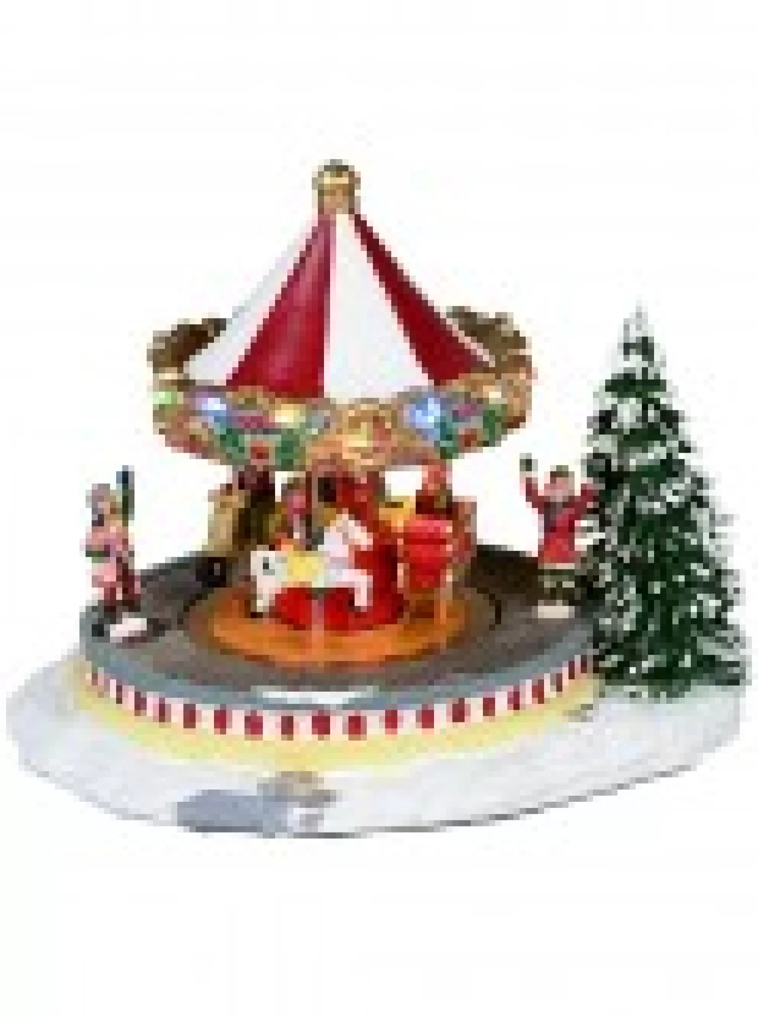 Christmas Warehouse Kids Enjoying A Winter Fun Park Merry-Go-Round Christmas Village Scene - 23Cm> Christmas Village Scenes