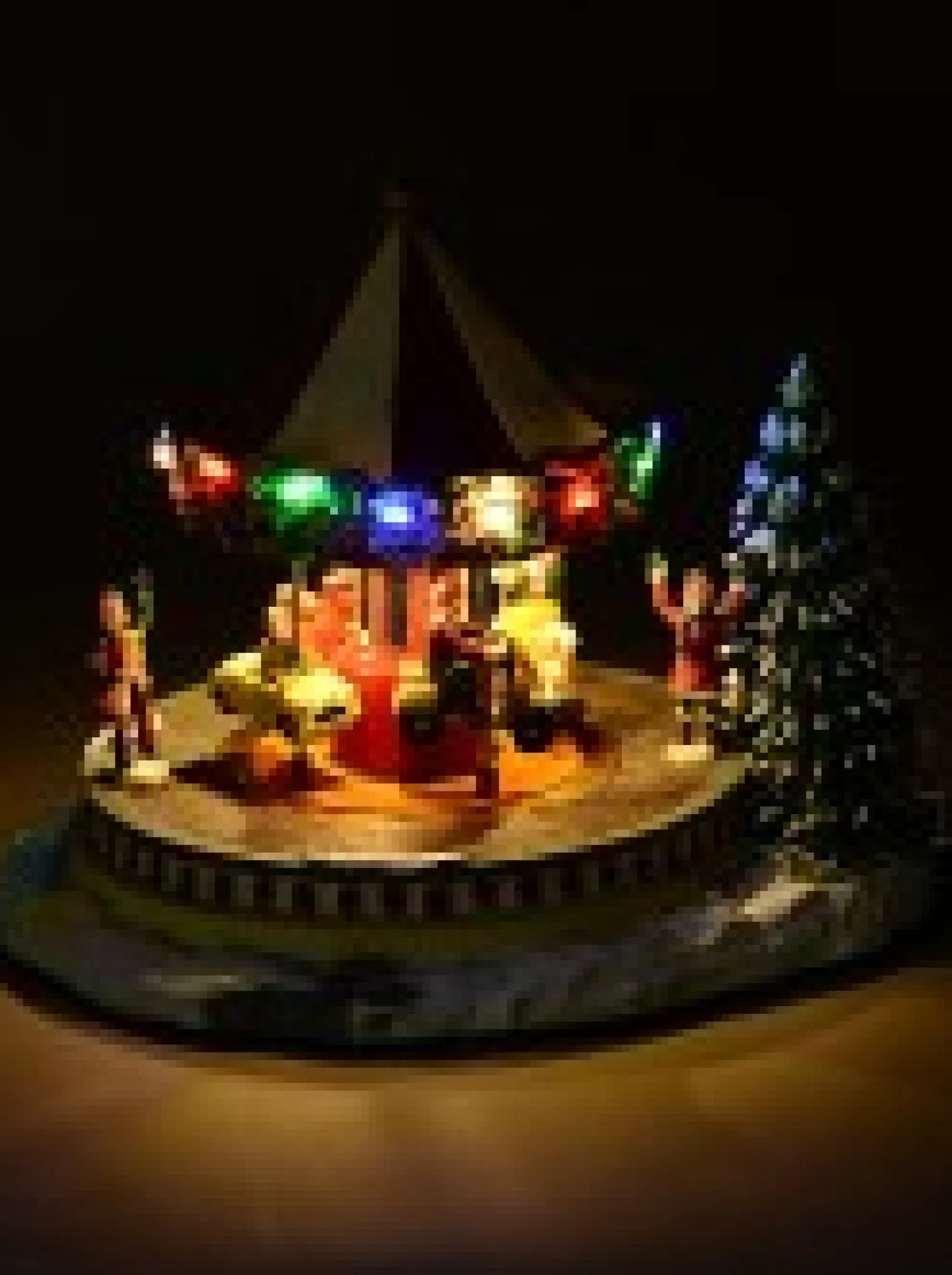 Christmas Warehouse Kids Enjoying A Winter Fun Park Merry-Go-Round Christmas Village Scene - 23Cm> Christmas Village Scenes