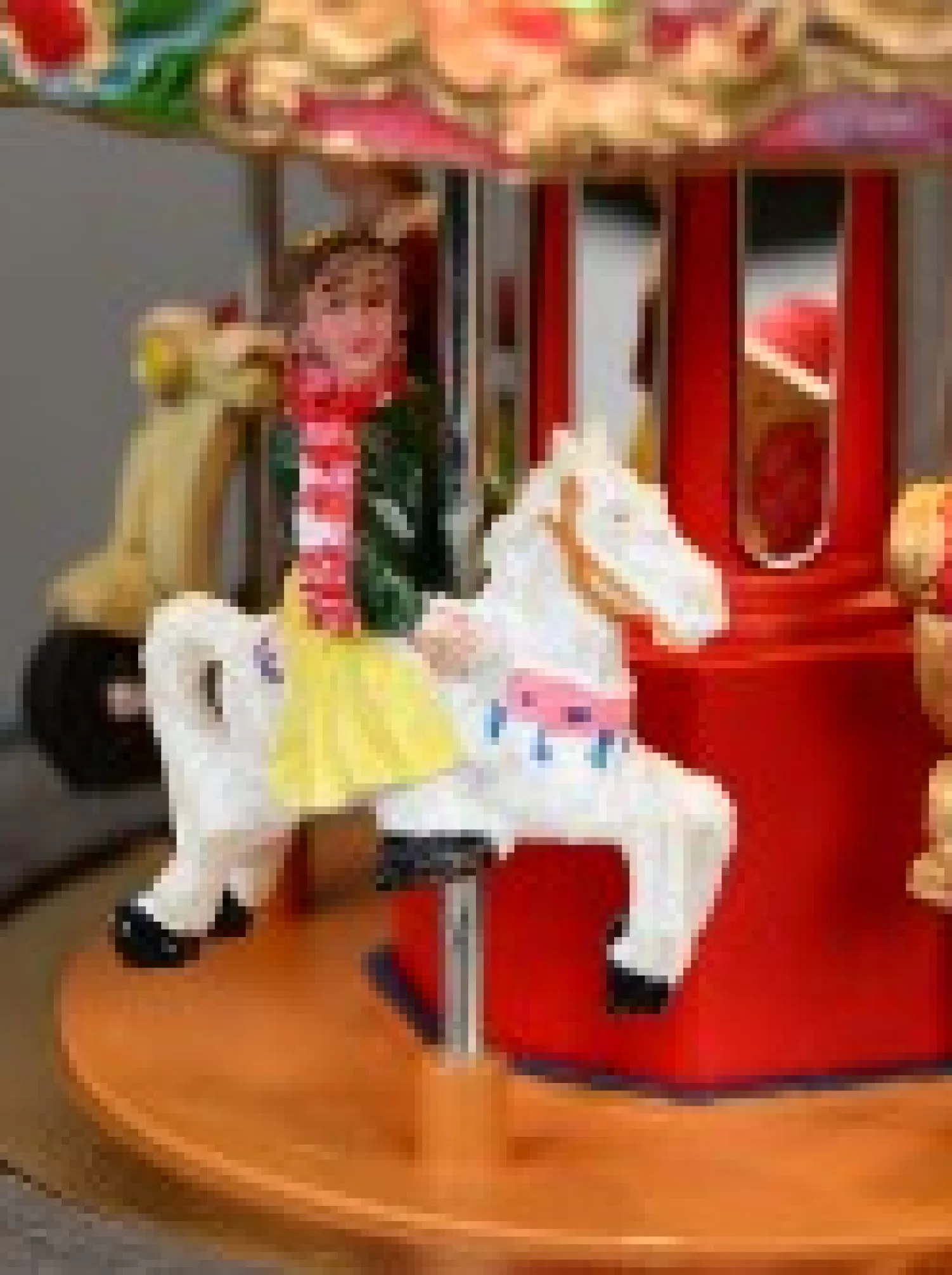 Christmas Warehouse Kids Enjoying A Winter Fun Park Merry-Go-Round Christmas Village Scene - 23Cm> Christmas Village Scenes