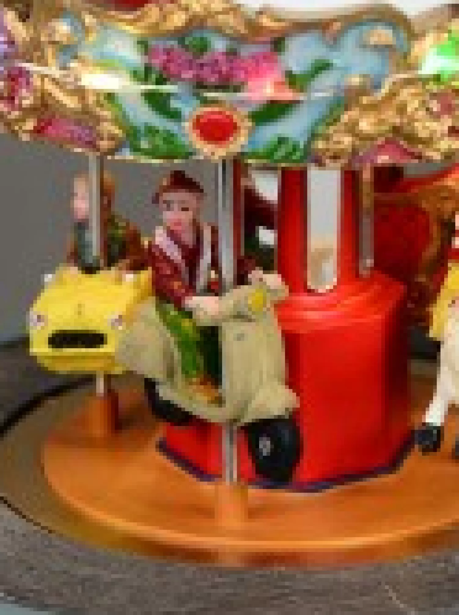 Christmas Warehouse Kids Enjoying A Winter Fun Park Merry-Go-Round Christmas Village Scene - 23Cm> Christmas Village Scenes