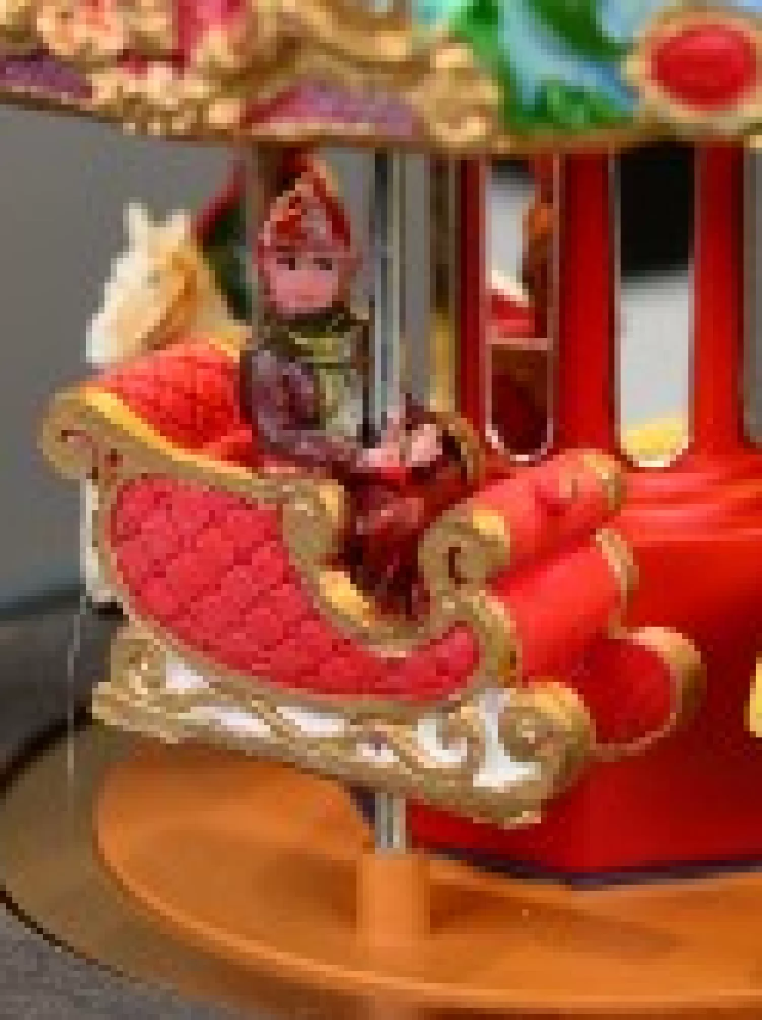 Christmas Warehouse Kids Enjoying A Winter Fun Park Merry-Go-Round Christmas Village Scene - 23Cm> Christmas Village Scenes