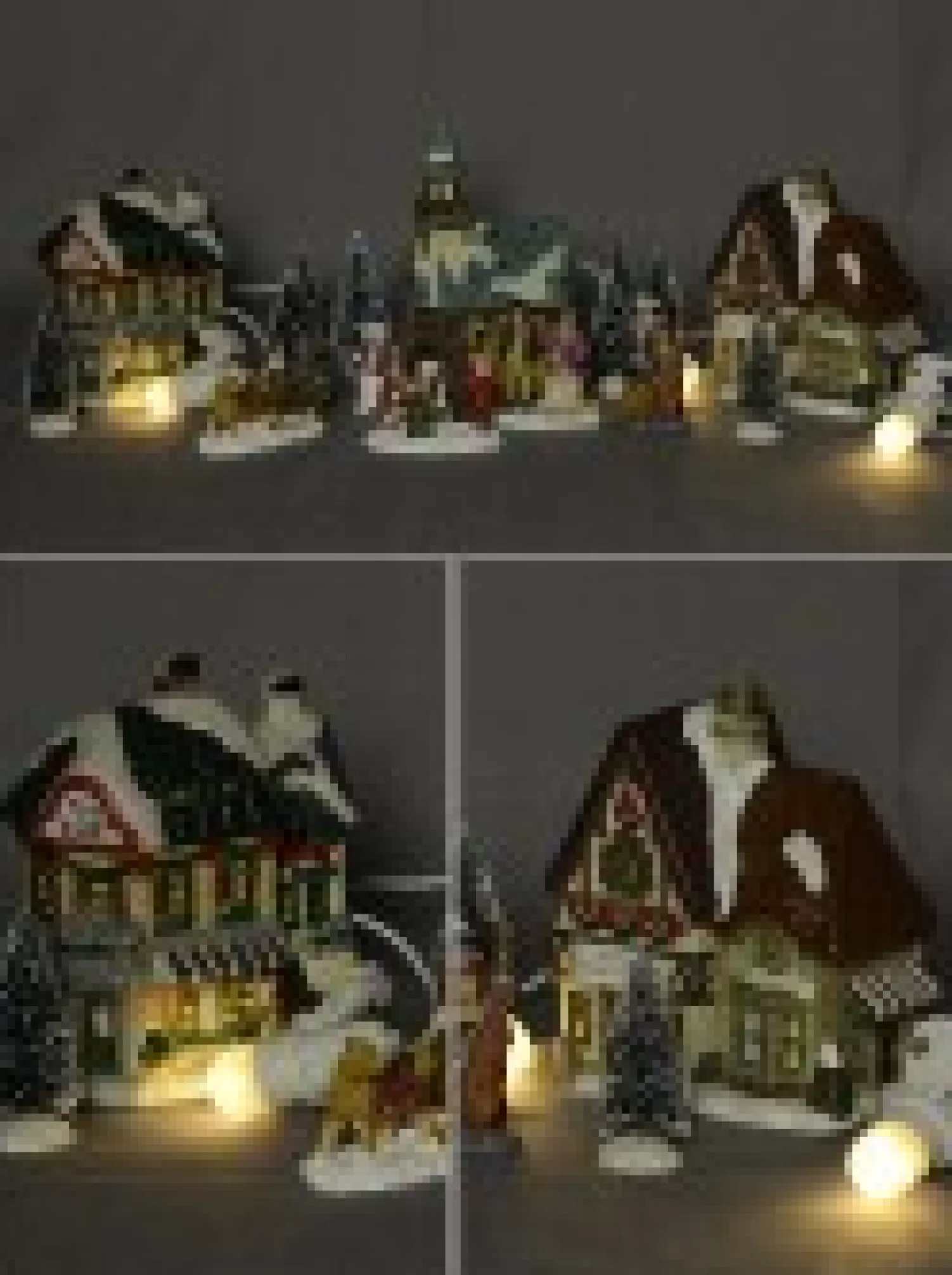 Christmas Warehouse Large Christmas Village Scene With Church, Shops & Figurines - 17 Piece> Christmas Village Scenes