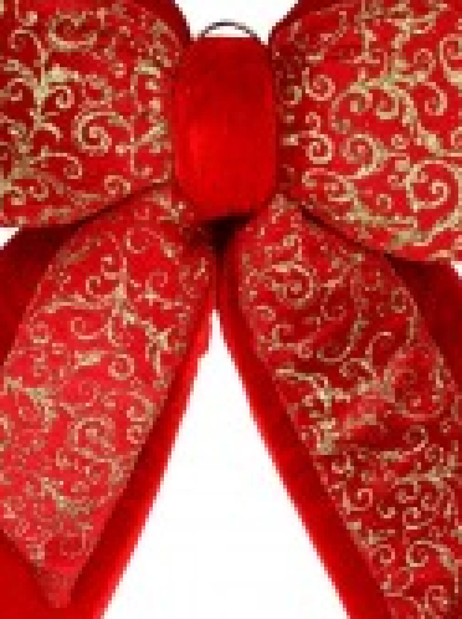 Christmas Warehouse Large Red Felt Double Bow With Gold Glitter Pattern Display Decoration - 48Cm> Christmas Bows