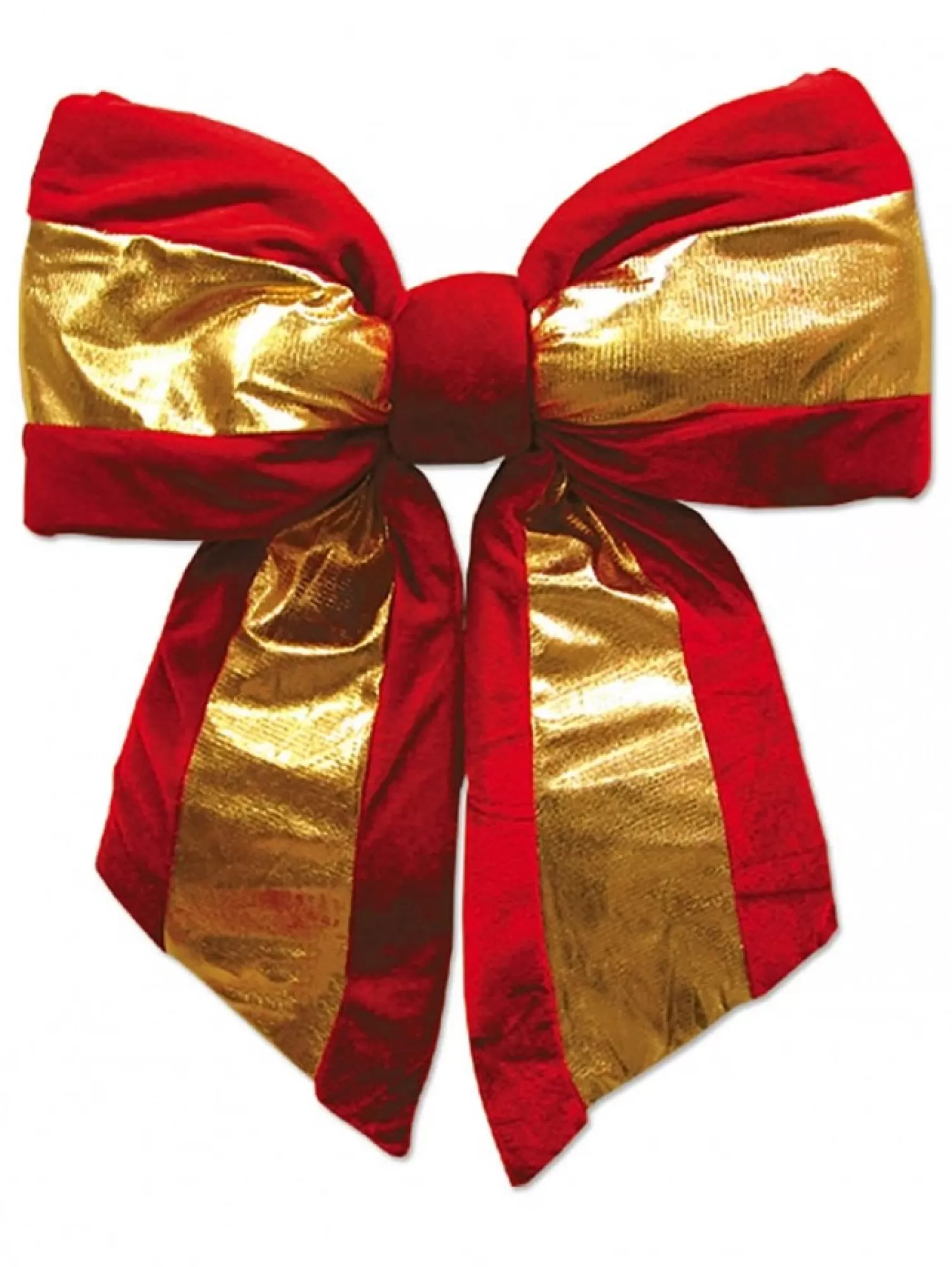 Christmas Warehouse Large Red Velvet Bow With Shiny Gold Stripe Display Decoration - 45Cm> Christmas Bows