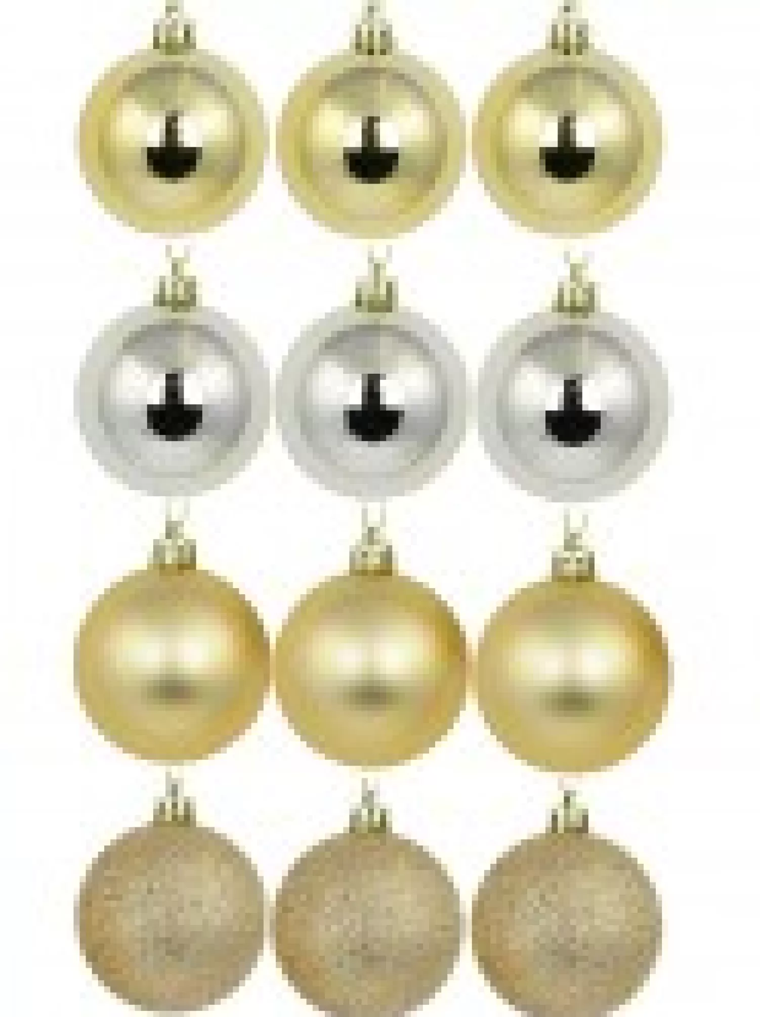 Christmas Warehouse Light Gold Metallic & Gold Glitter, Matte & Metallic Baubles - 12 X 60Mm> Bauble Packs