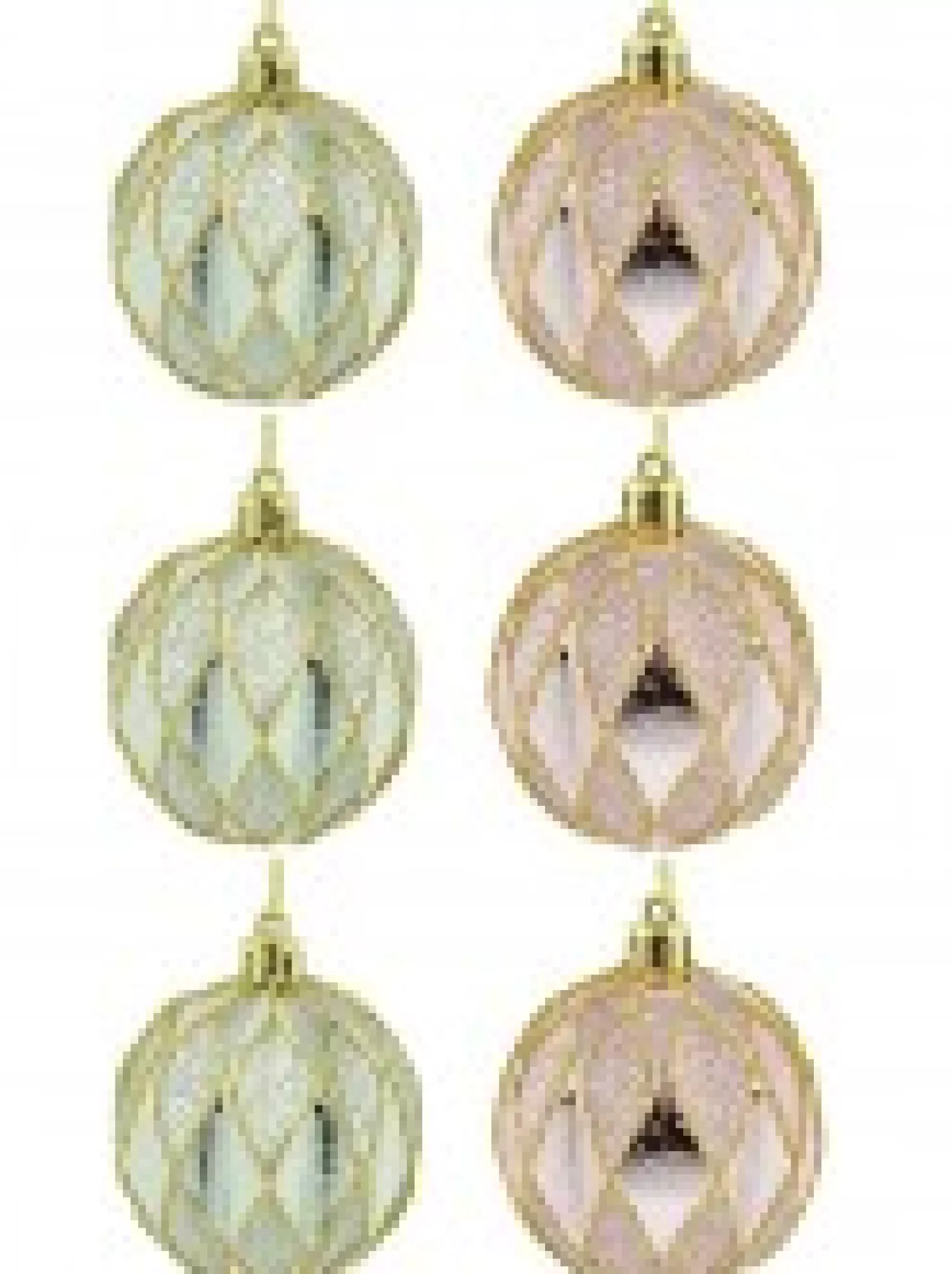 Christmas Warehouse Light Pink & Green Geometric Shiny & Glittered Christmas Baubles - 6 X 60Mm> Bauble Packs