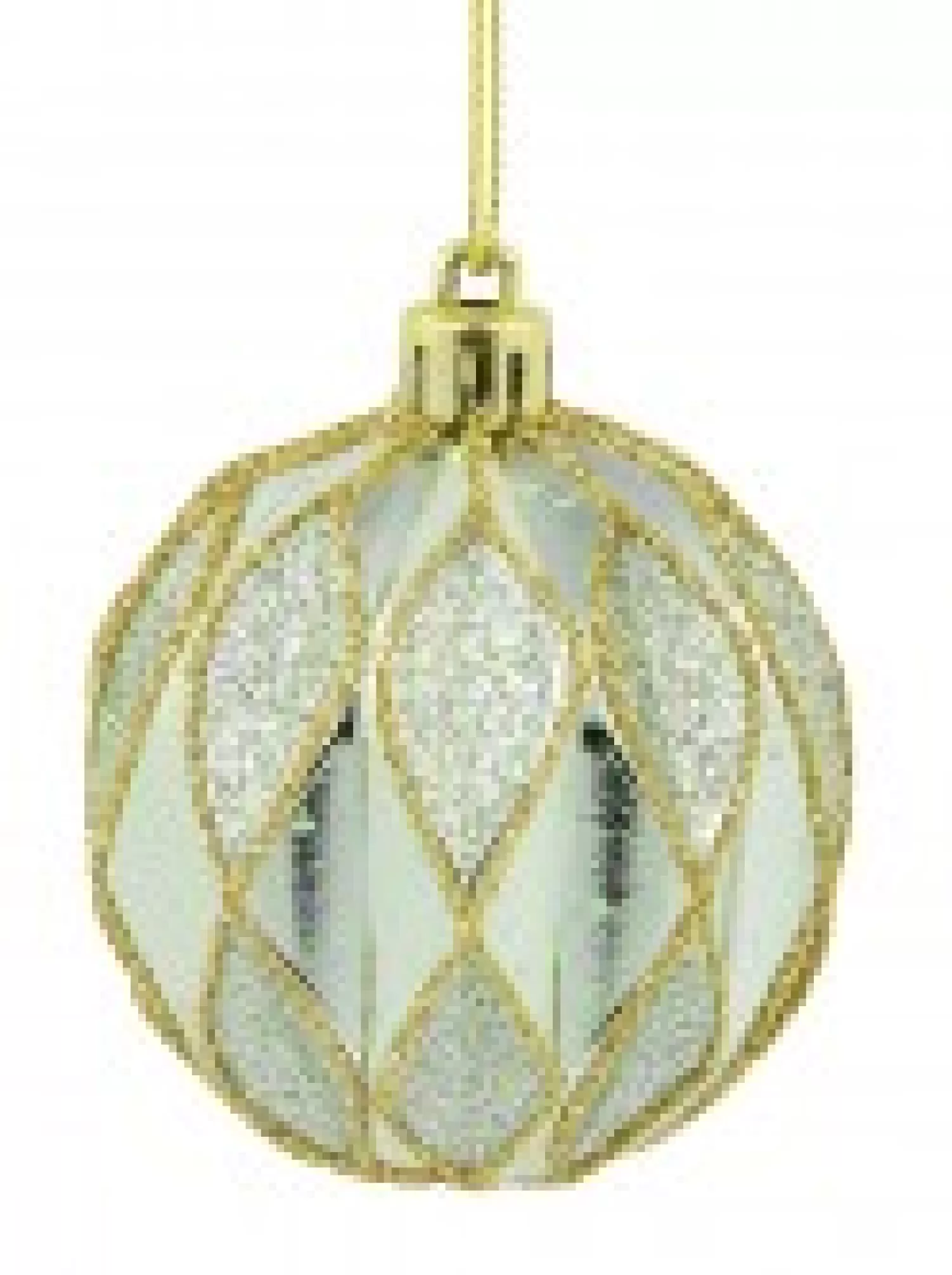 Christmas Warehouse Light Pink & Green Geometric Shiny & Glittered Christmas Baubles - 6 X 60Mm> Bauble Packs
