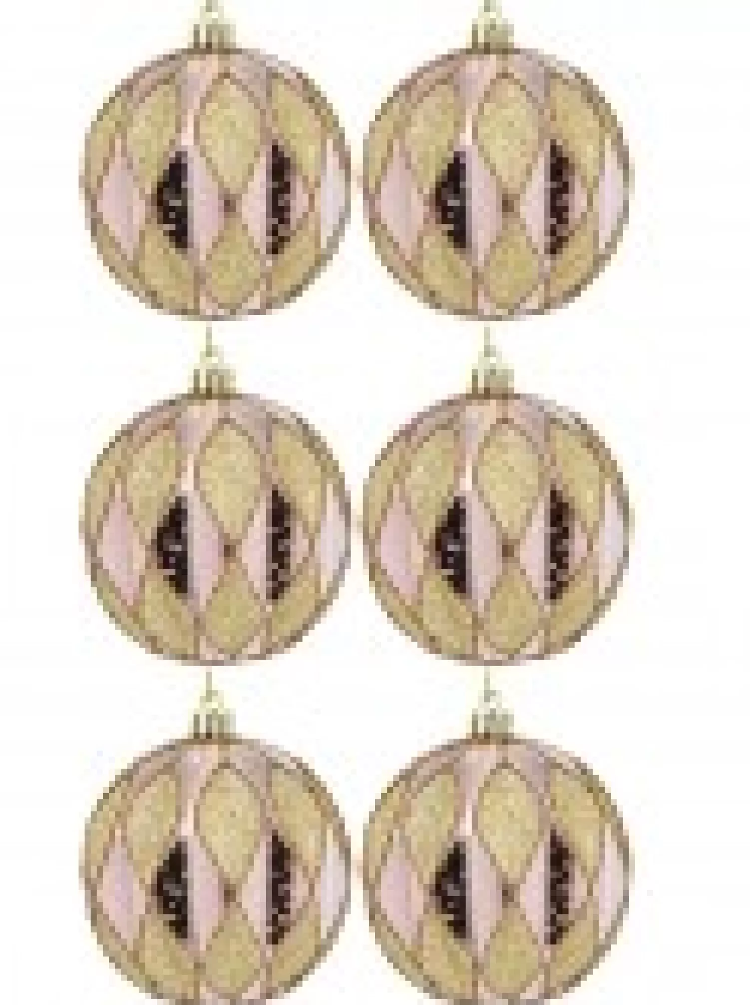 Christmas Warehouse Light Pink Christmas Baubles With Gold Geometric Textured Pattern - 6 X 60M> Bauble Packs