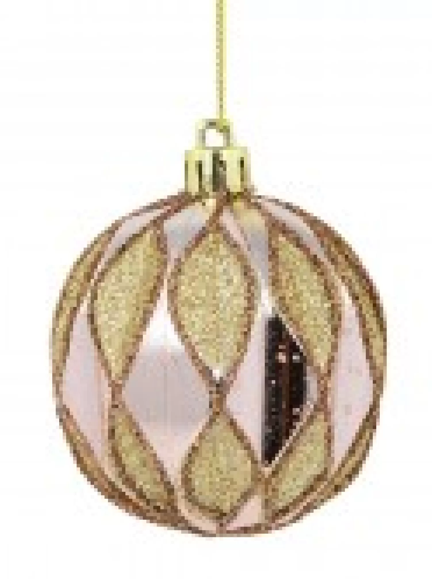 Christmas Warehouse Light Pink Christmas Baubles With Gold Geometric Textured Pattern - 6 X 60M> Bauble Packs