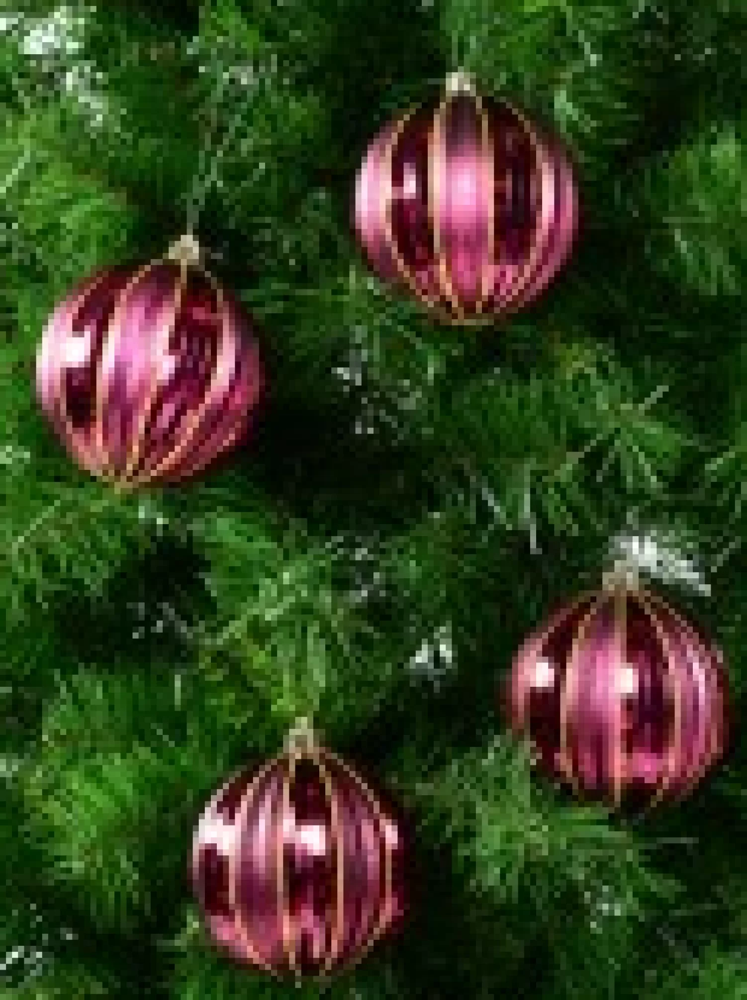 Christmas Warehouse Matte & Shiny Burgundy Baubles With Antique Finish & Glitter Lines - 4 X 10Cm> Bauble Packs