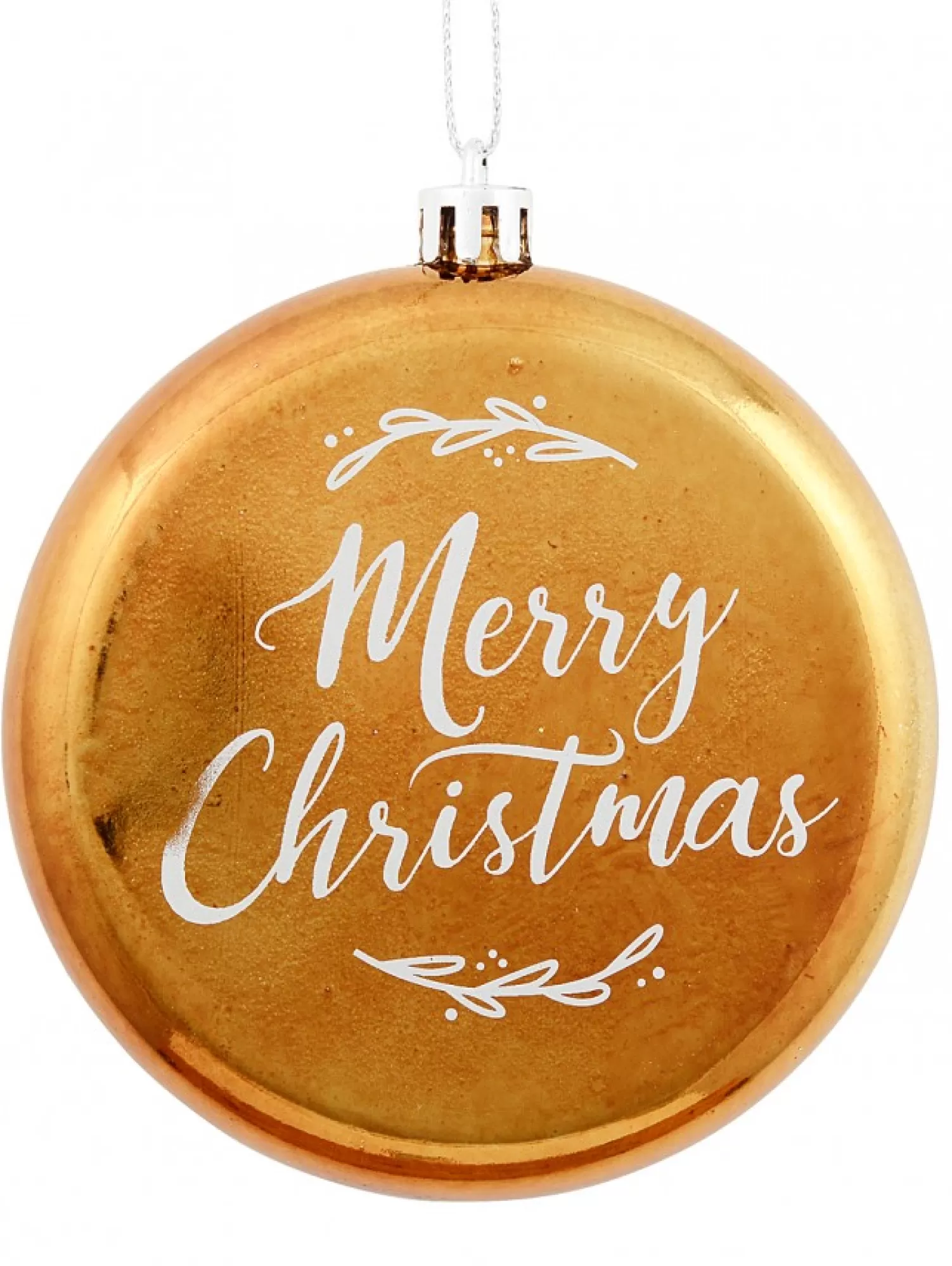 Christmas Warehouse Merry Christmas Font On Gold Disc Christmas Hanging Decorations - 2 X 11Cm> Hanging Decorations - Packs