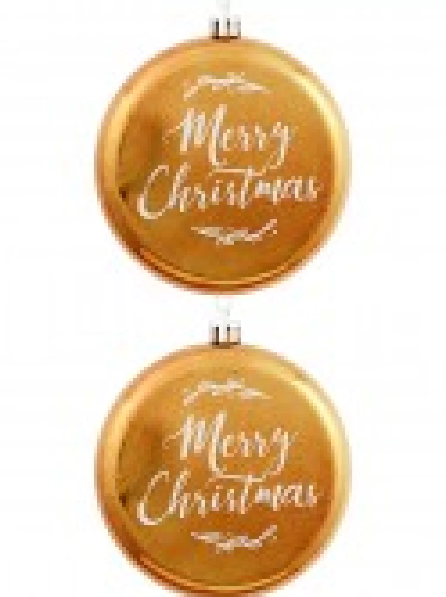 Christmas Warehouse Merry Christmas Font On Gold Disc Christmas Hanging Decorations - 2 X 11Cm> Hanging Decorations - Packs