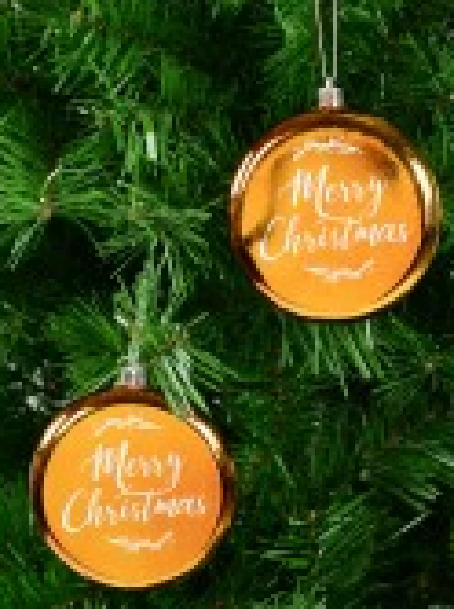 Christmas Warehouse Merry Christmas Font On Gold Disc Christmas Hanging Decorations - 2 X 11Cm> Hanging Decorations - Packs