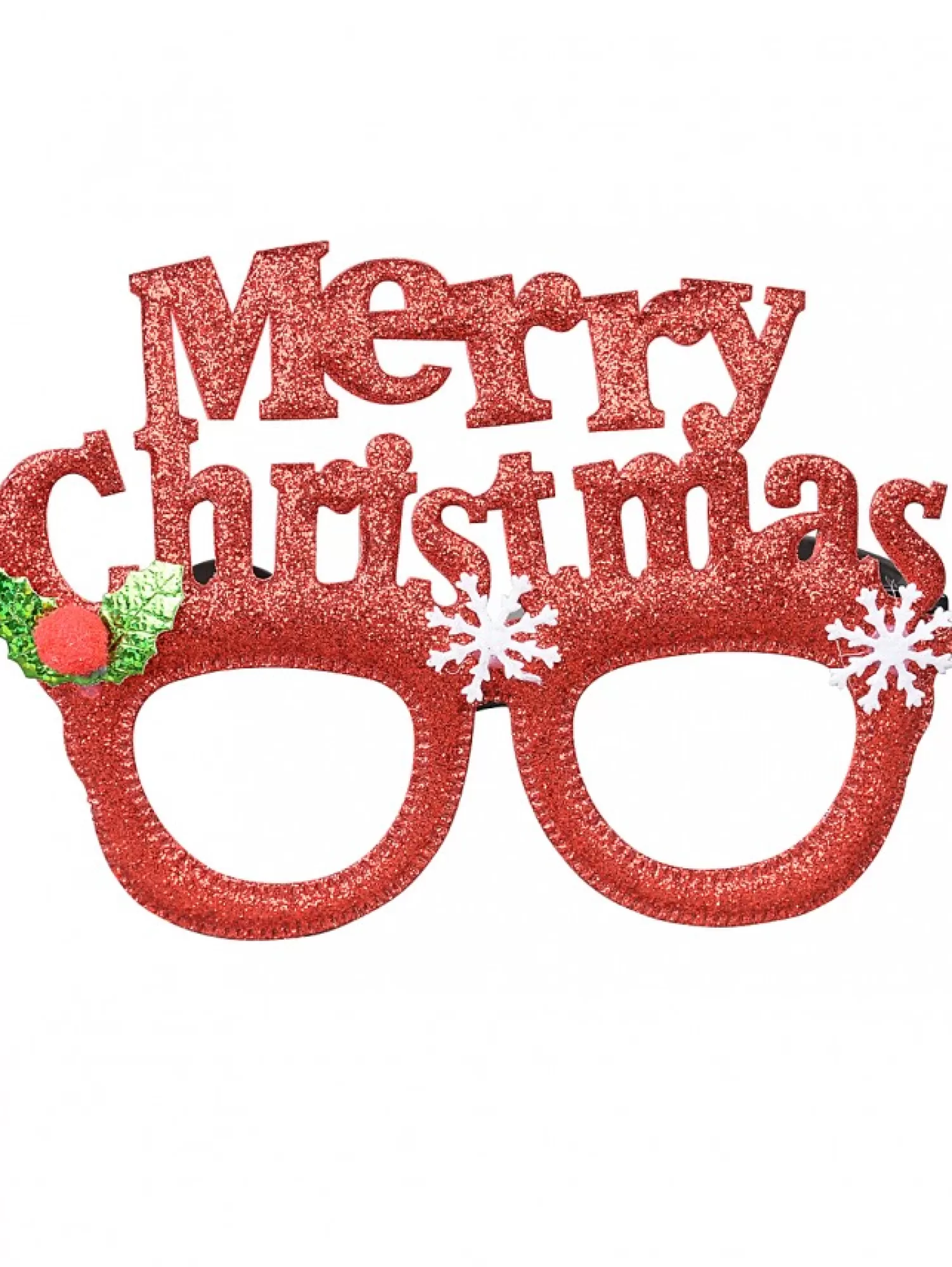 Christmas Warehouse Merry Christmas Fun Novelty Red Glitter Glasses - One Size Fits Most> General Headwear