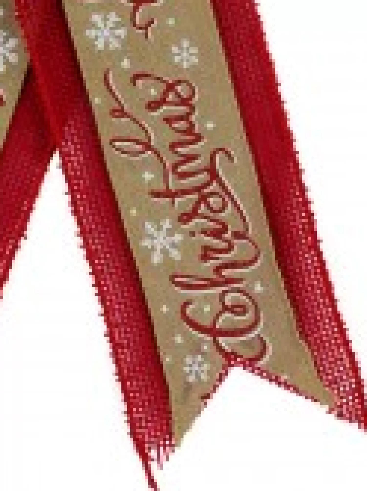 Christmas Warehouse Merry Christmas On Natural & Red Hessian Christmas Bow Decoration - 35Cm> Christmas Bows