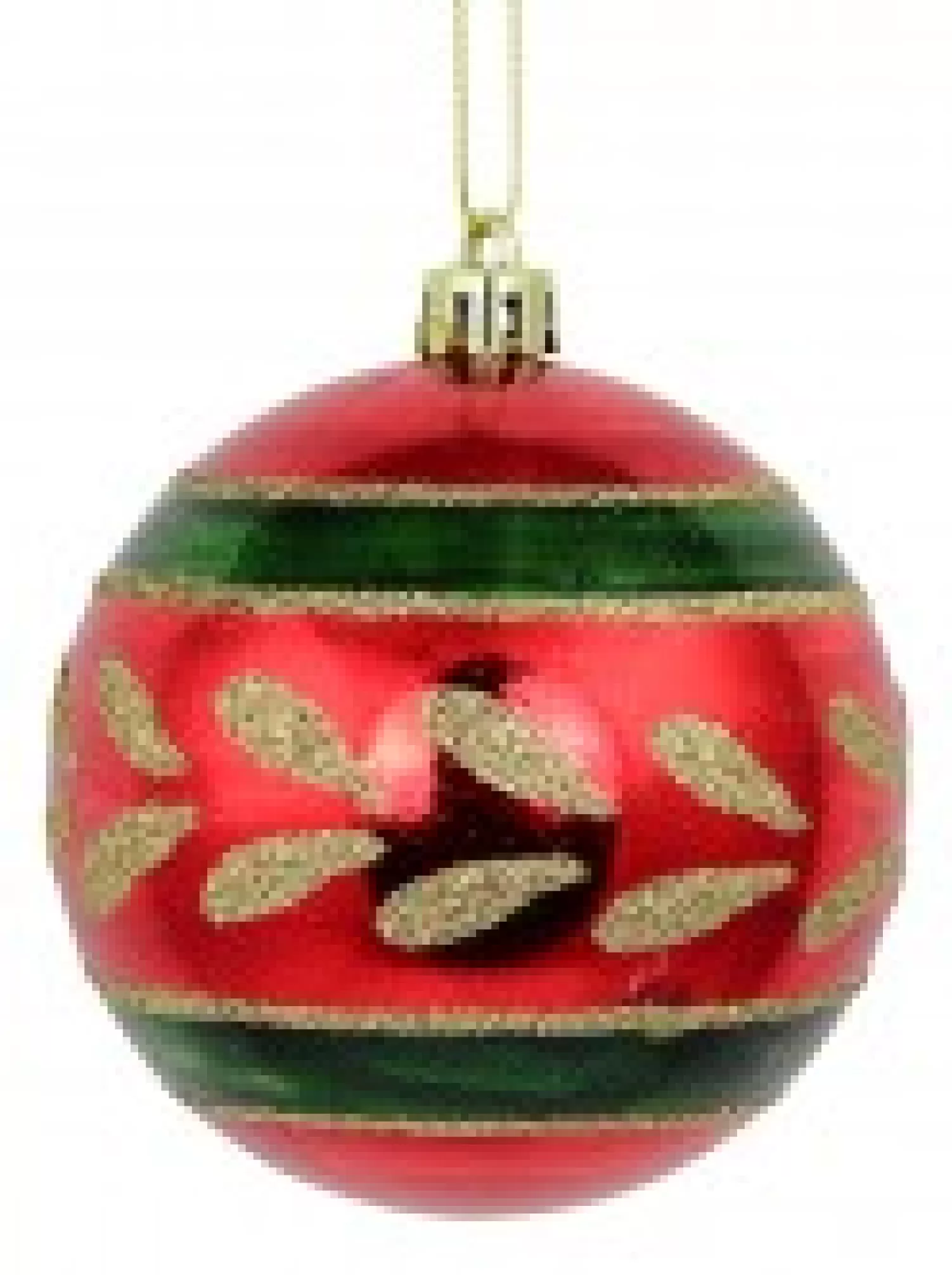 Christmas Warehouse Metallic Red Christmas Baubles With Gold Glitter & Green Patterns - 4 X 80Mm> Bauble Packs