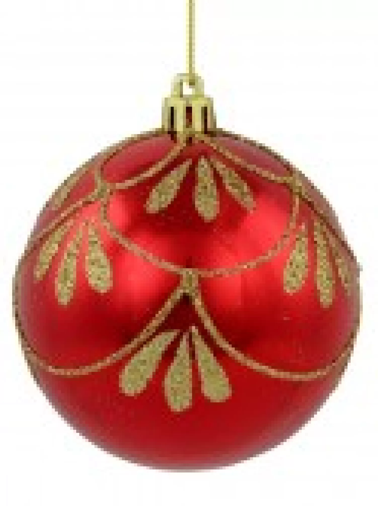 Christmas Warehouse Metallic Red Christmas Baubles With Gold Glitter Ornate Design - 4 X 80Mm> Bauble Packs