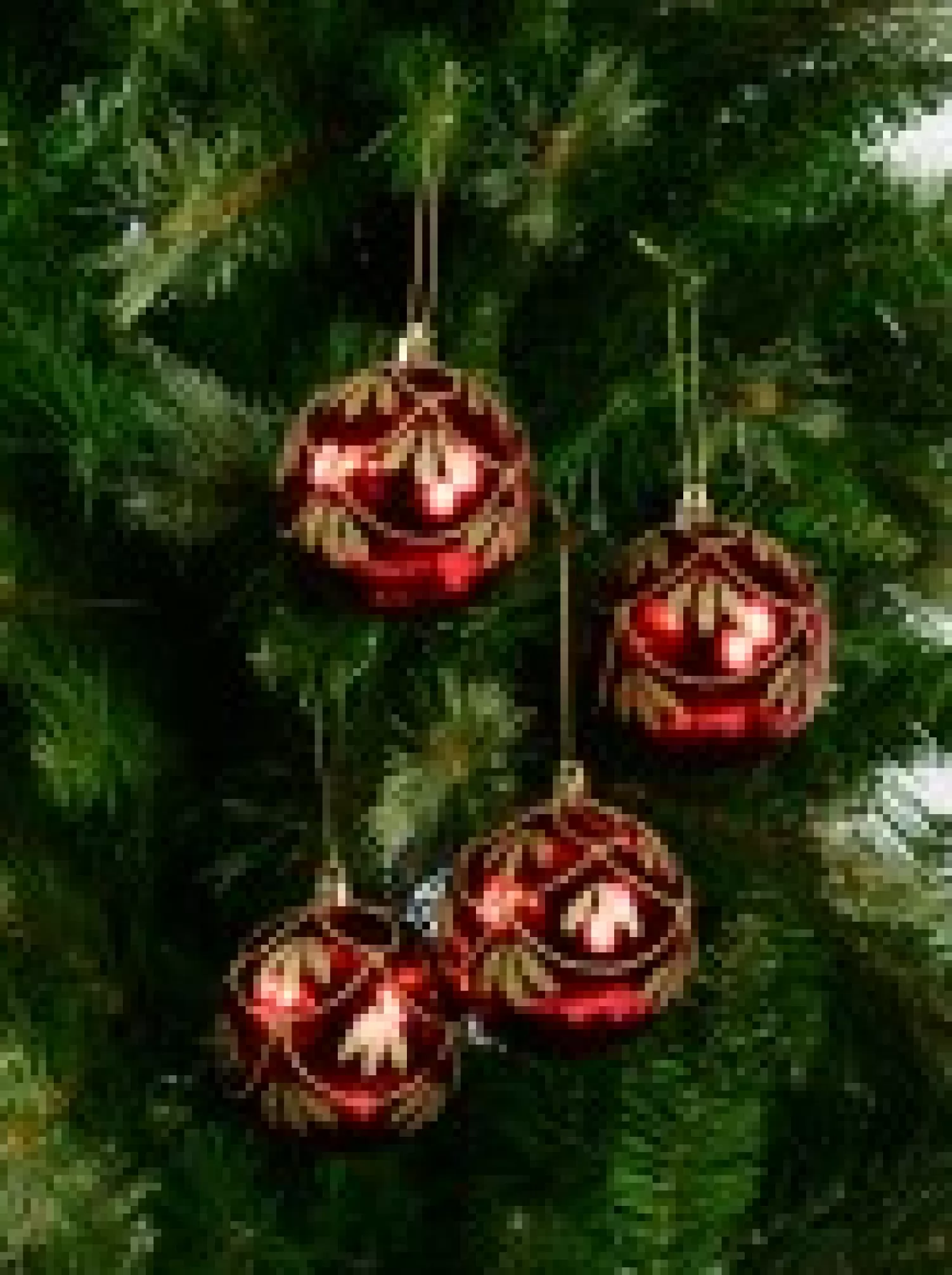 Christmas Warehouse Metallic Red Christmas Baubles With Gold Glitter Ornate Design - 4 X 80Mm> Bauble Packs