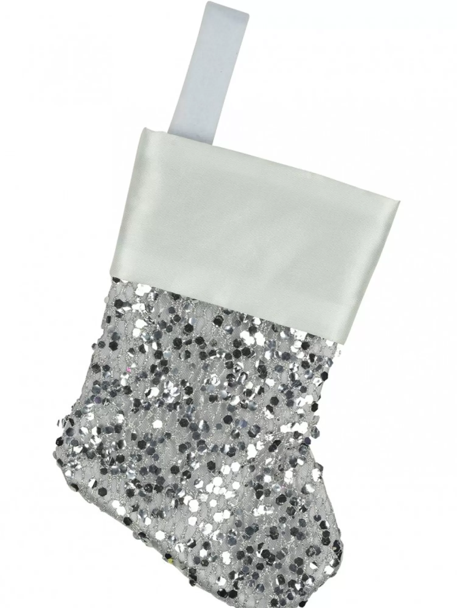 Christmas Warehouse Mini Silver Sequin Christmas Stocking Hanging Decorations - 6 X 15Cm> Hanging Decorations - Packs