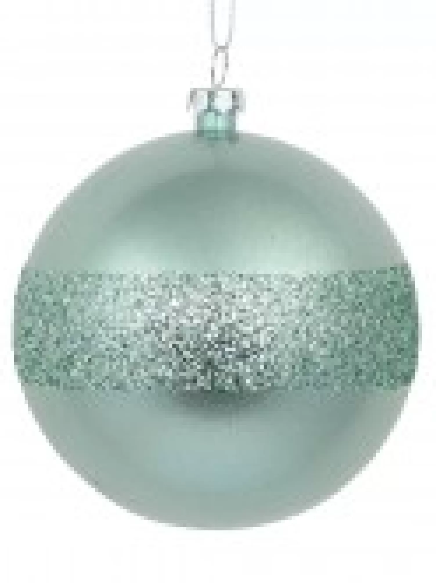 Christmas Warehouse Mint Pearl Green Christmas Baubles With Laser Glitter Band - 4 X 80Mm> Bauble Packs