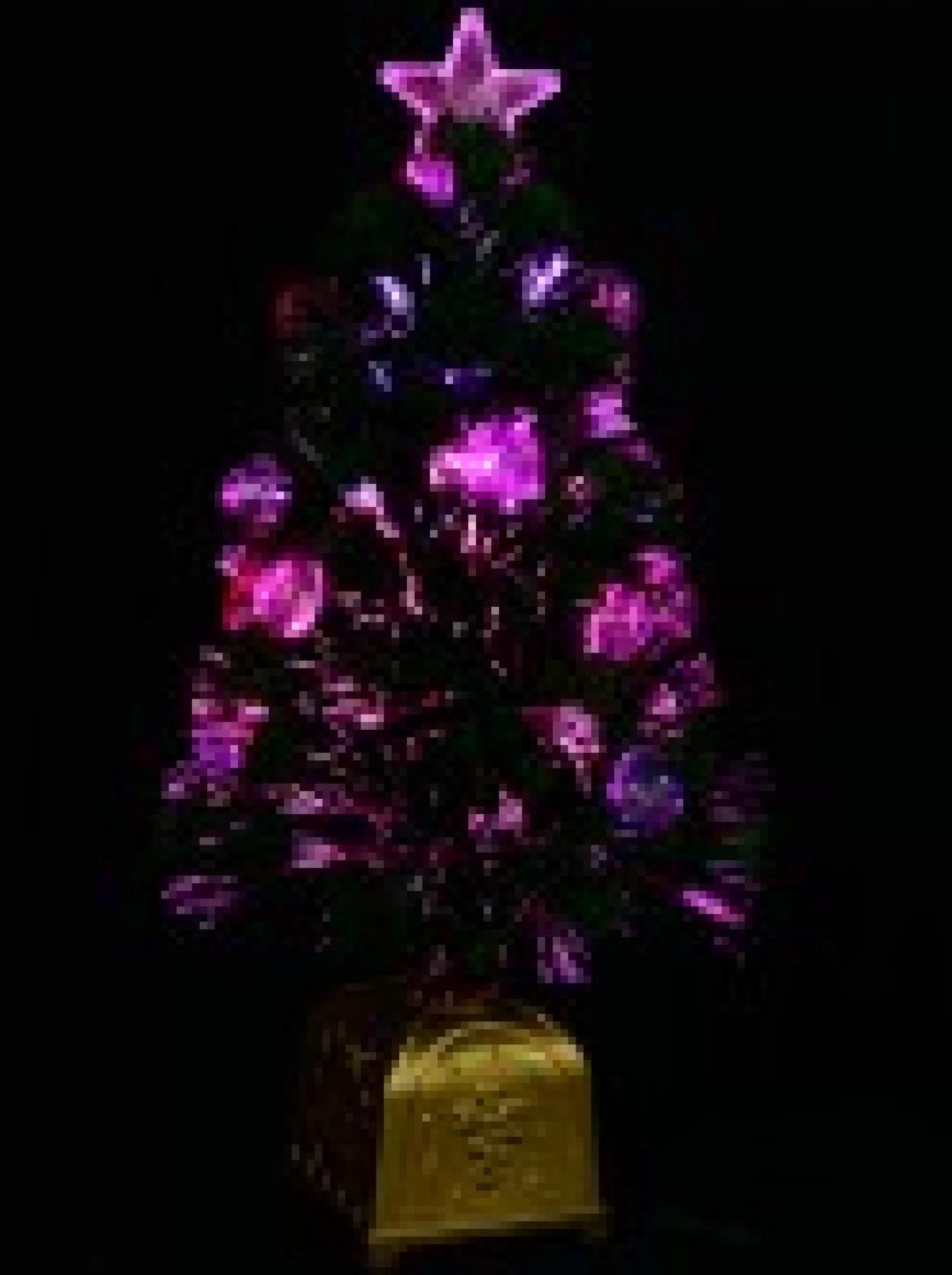 Christmas Warehouse Multi Colour Fibre Optic Christmas Tree With 12 Baubles & 60 Tips - 60Cm> Fibre Optic Christmas Trees