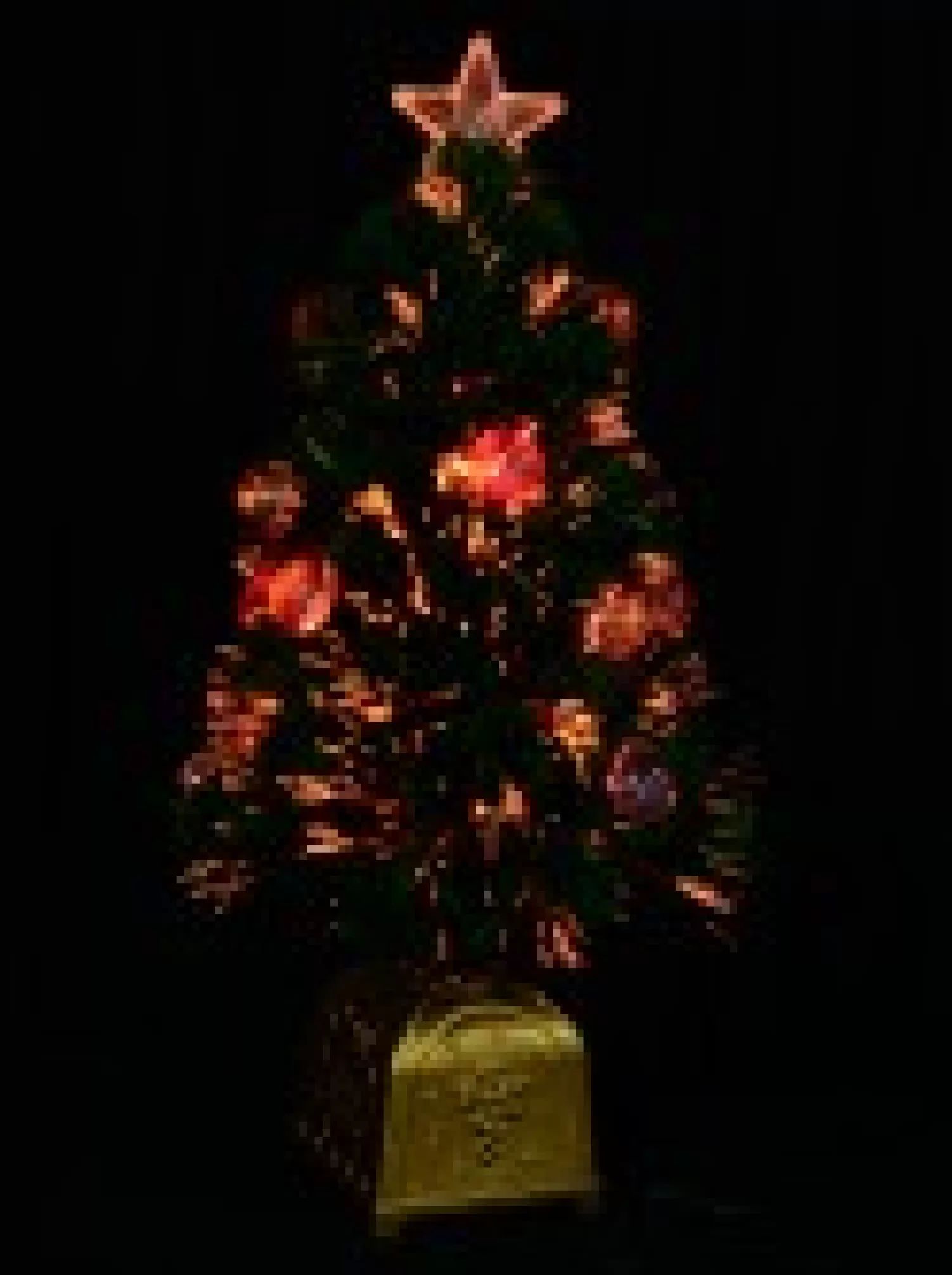 Christmas Warehouse Multi Colour Fibre Optic Christmas Tree With 12 Baubles & 60 Tips - 60Cm> Fibre Optic Christmas Trees