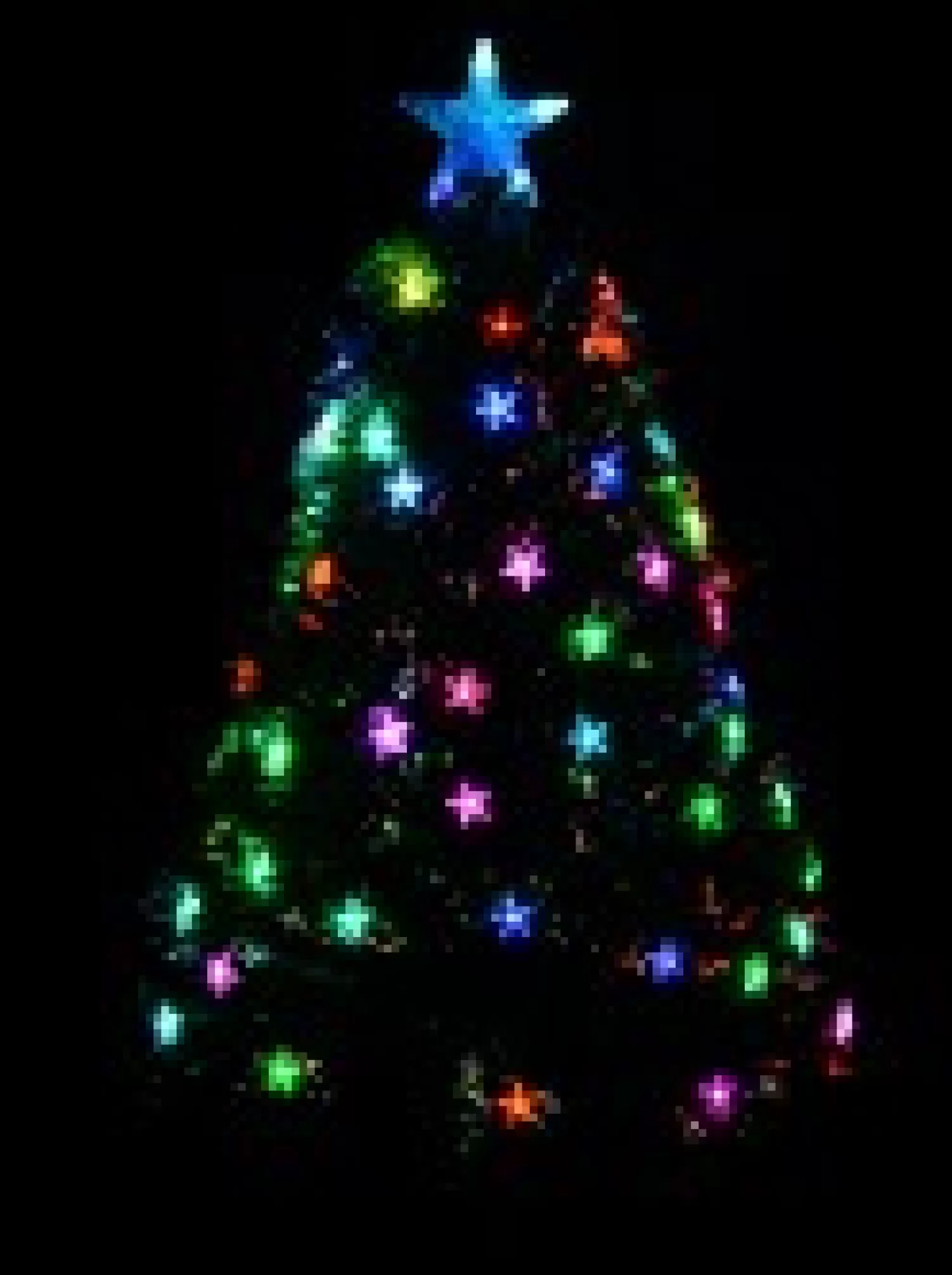 Christmas Warehouse Multi Colour Fibre Optic Christmas Tree With 85 Tips & Led Stars - 90Cm> Fibre Optic Christmas Trees