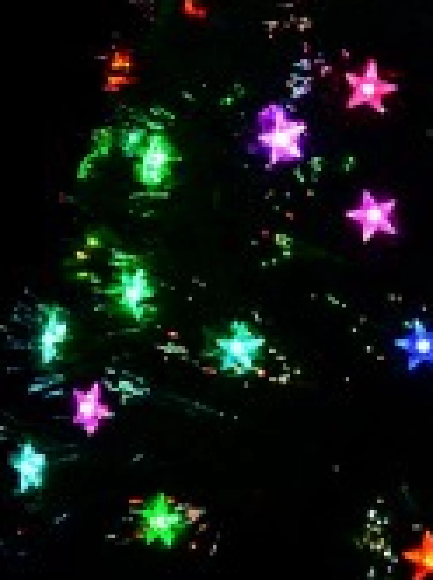 Christmas Warehouse Multi Colour Fibre Optic Christmas Tree With 85 Tips & Led Stars - 90Cm> Fibre Optic Christmas Trees
