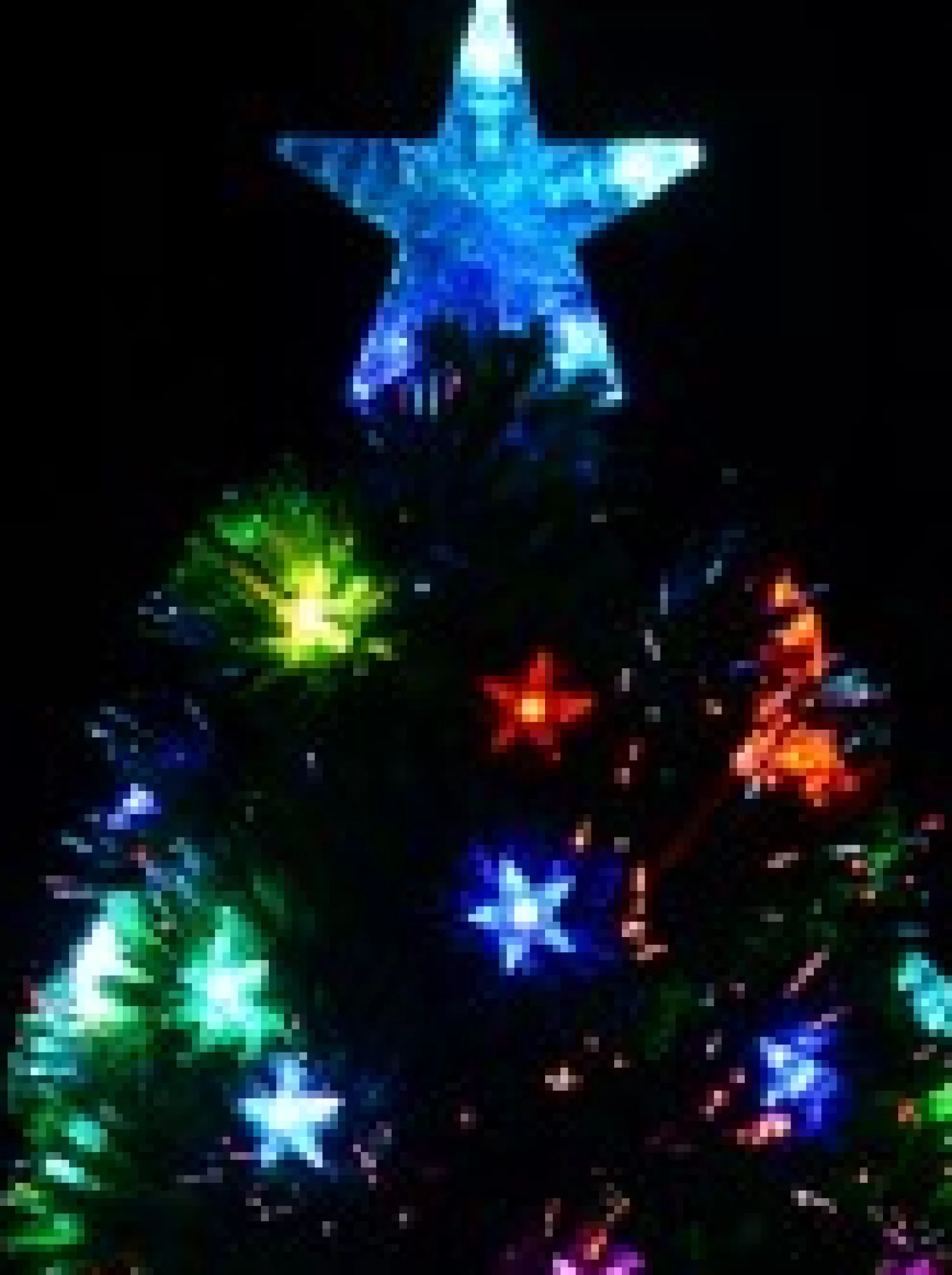 Christmas Warehouse Multi Colour Fibre Optic Christmas Tree With 85 Tips & Led Stars - 90Cm> Fibre Optic Christmas Trees