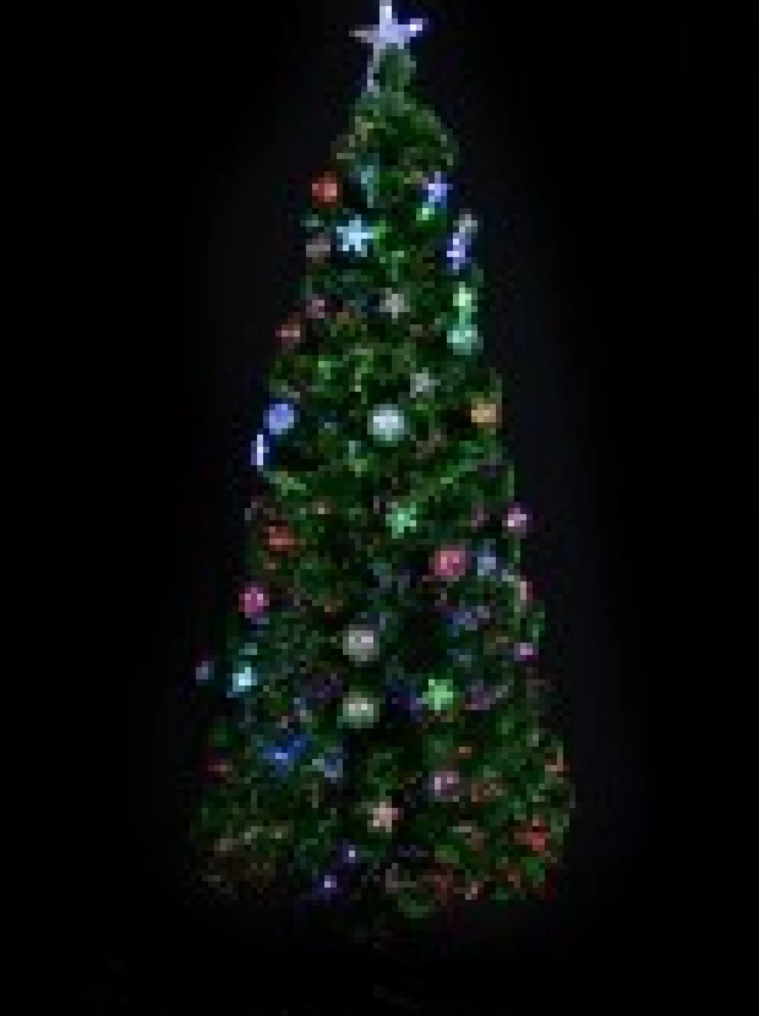 Christmas Warehouse Multi Colour Fibre Optic Christmas Tree With Baubles, Led Stars & 90 Tips - 90Cm> Fibre Optic Christmas Trees