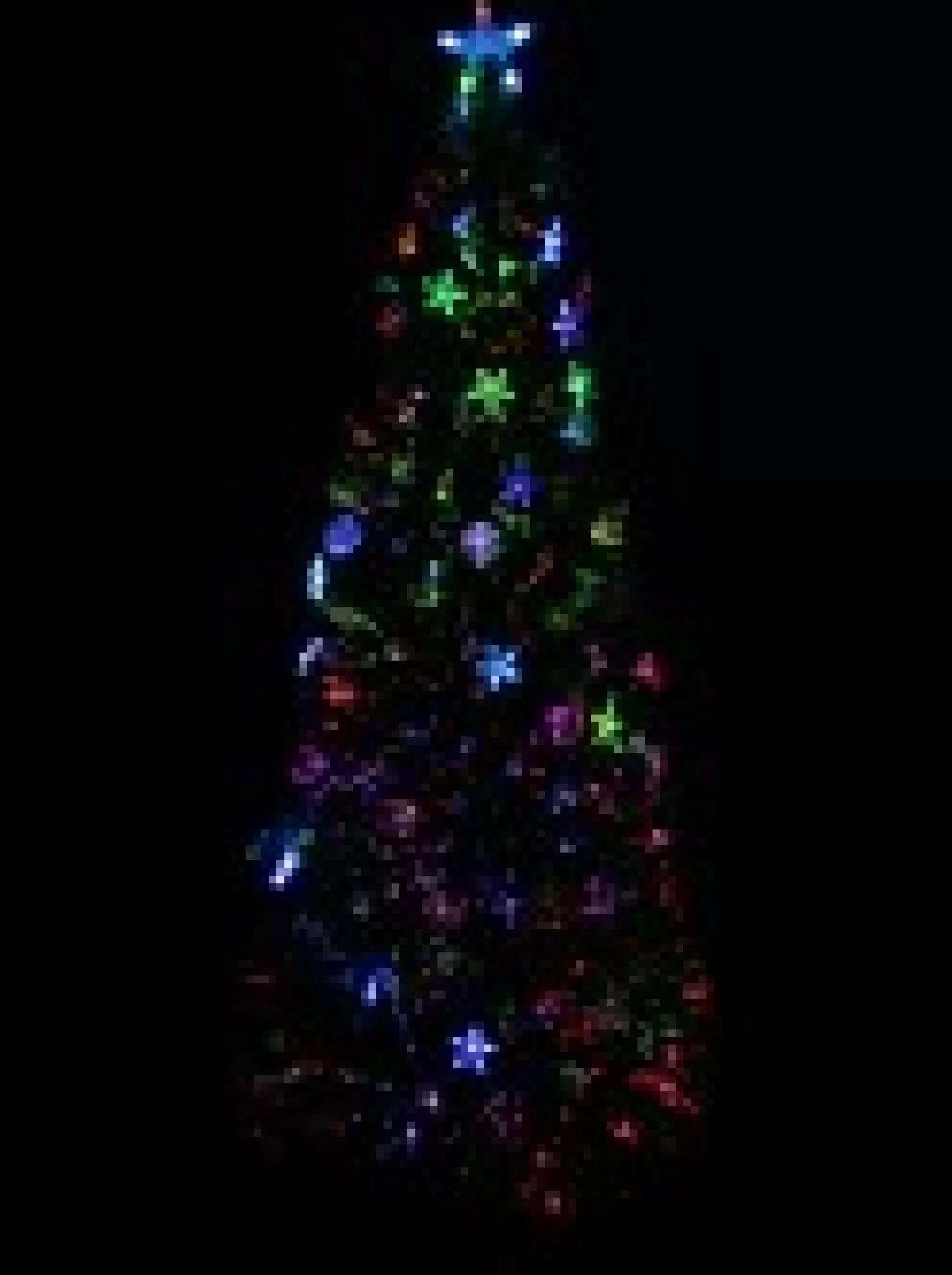 Christmas Warehouse Multi Colour Fibre Optic Christmas Tree With Baubles, Led Stars & 90 Tips - 90Cm> Fibre Optic Christmas Trees
