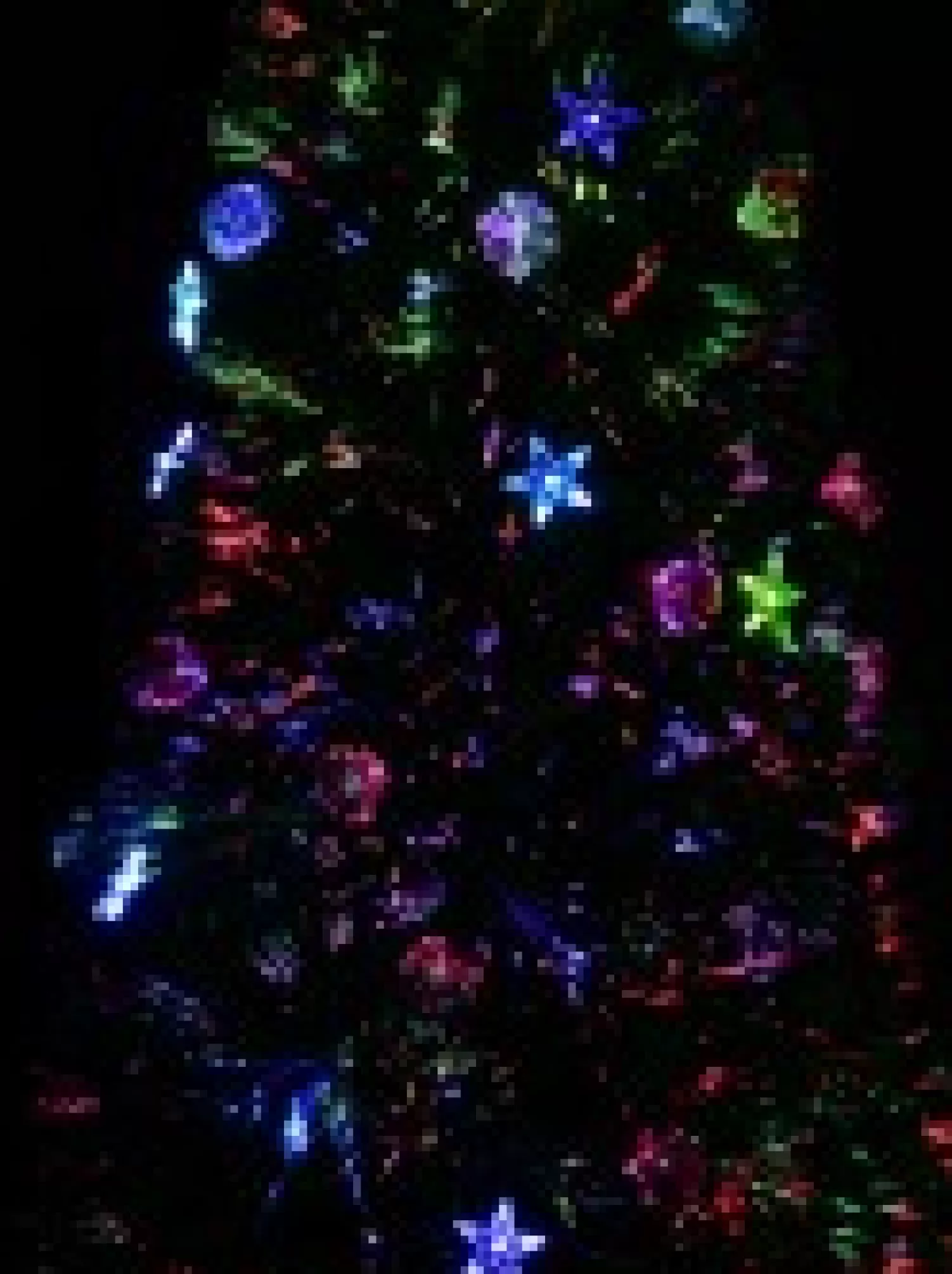 Christmas Warehouse Multi Colour Fibre Optic Christmas Tree With Baubles, Led Stars & 90 Tips - 90Cm> Fibre Optic Christmas Trees
