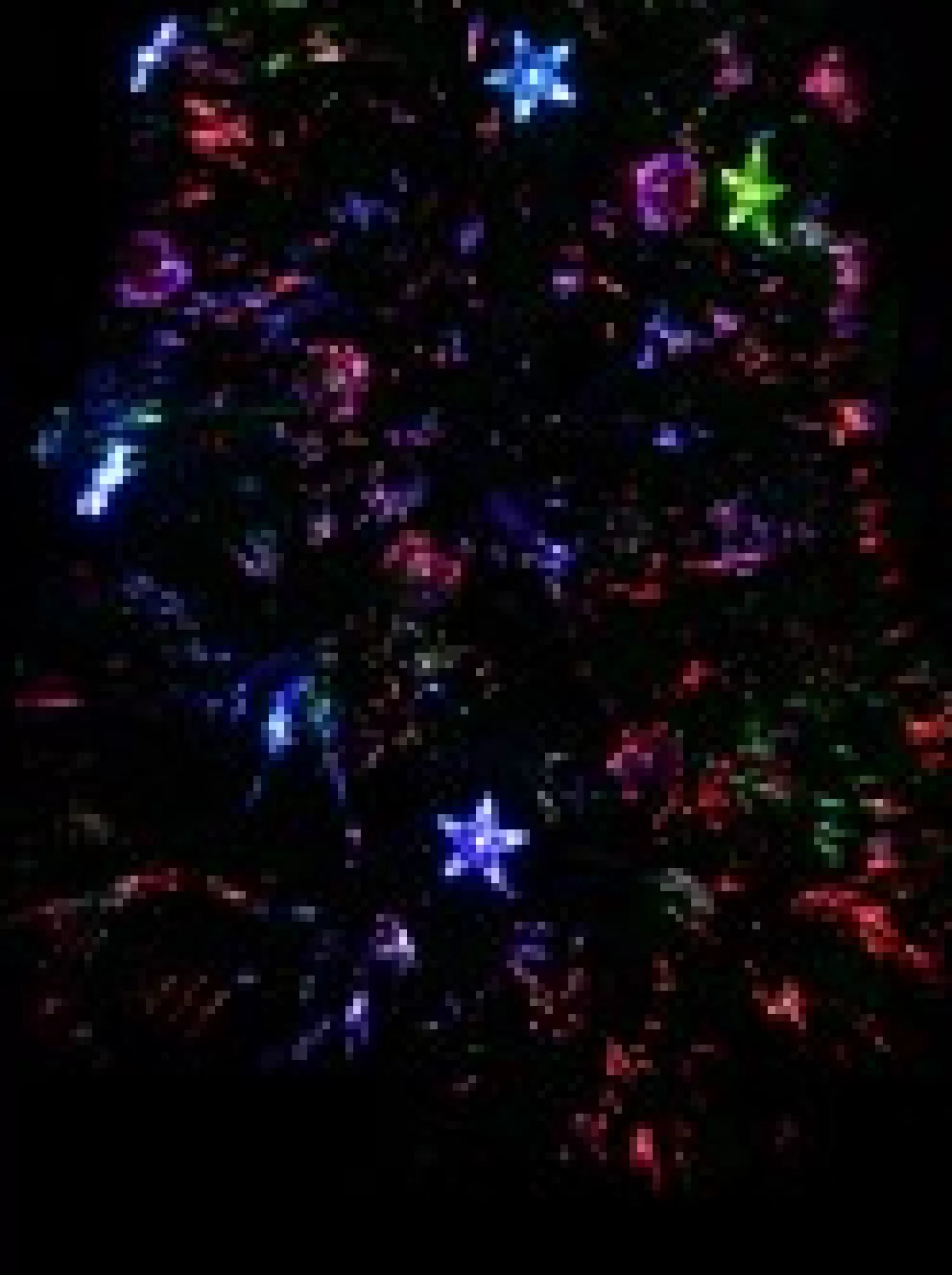 Christmas Warehouse Multi Colour Fibre Optic Christmas Tree With Baubles, Led Stars & 90 Tips - 90Cm> Fibre Optic Christmas Trees